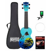 Mahalo Designer Serie Sopran-Ukulele Set - Hawaii (Blue Burst)