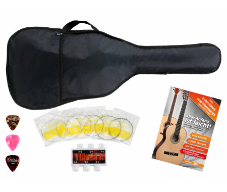 Classic Cantabile Guitare de Concert 7/8 & 4/4 Set accessoires en 5 pièces 