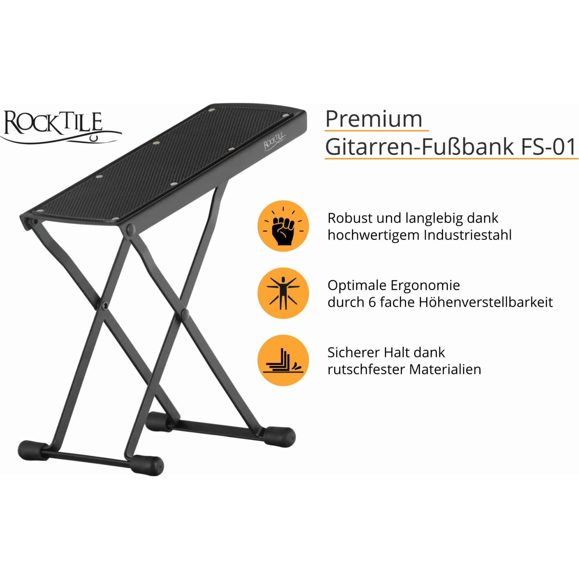 Rocktile Gitarrenfußbank schwarz Abbildung 2