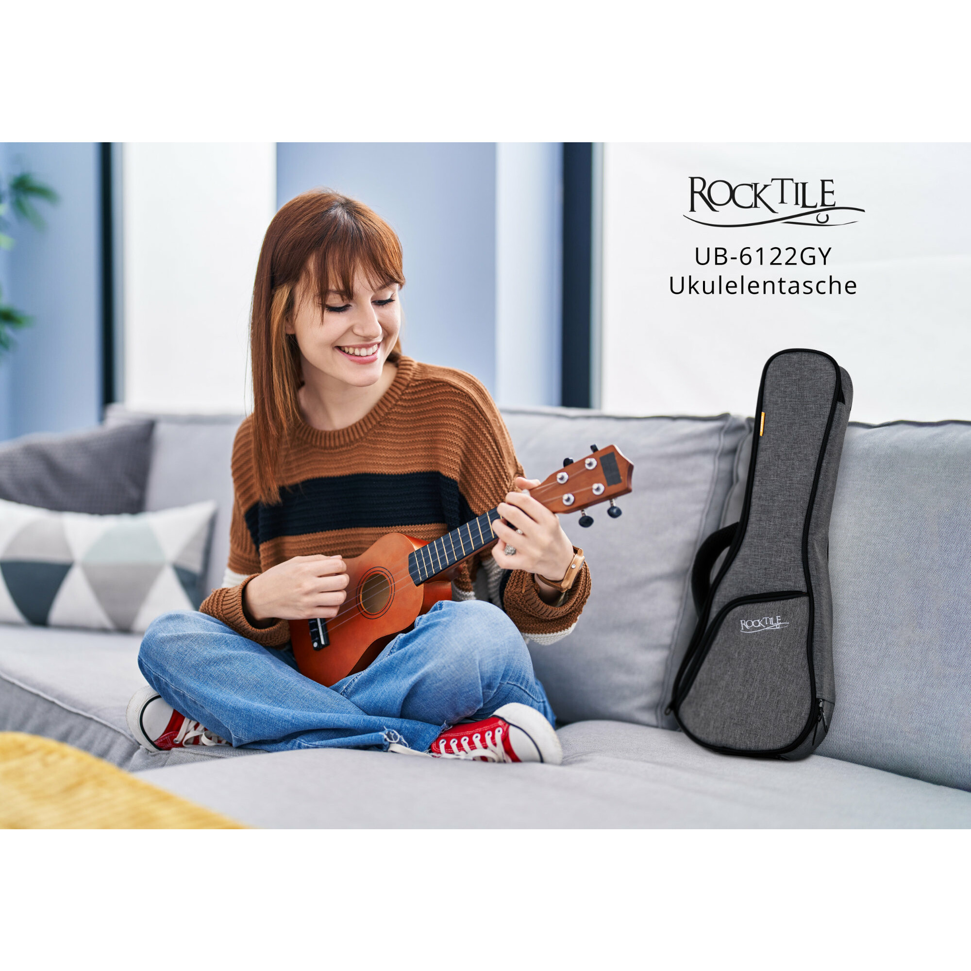 Rocktile Tasche für Sopran-Ukulele Grau/Schwarz Abbildung 2