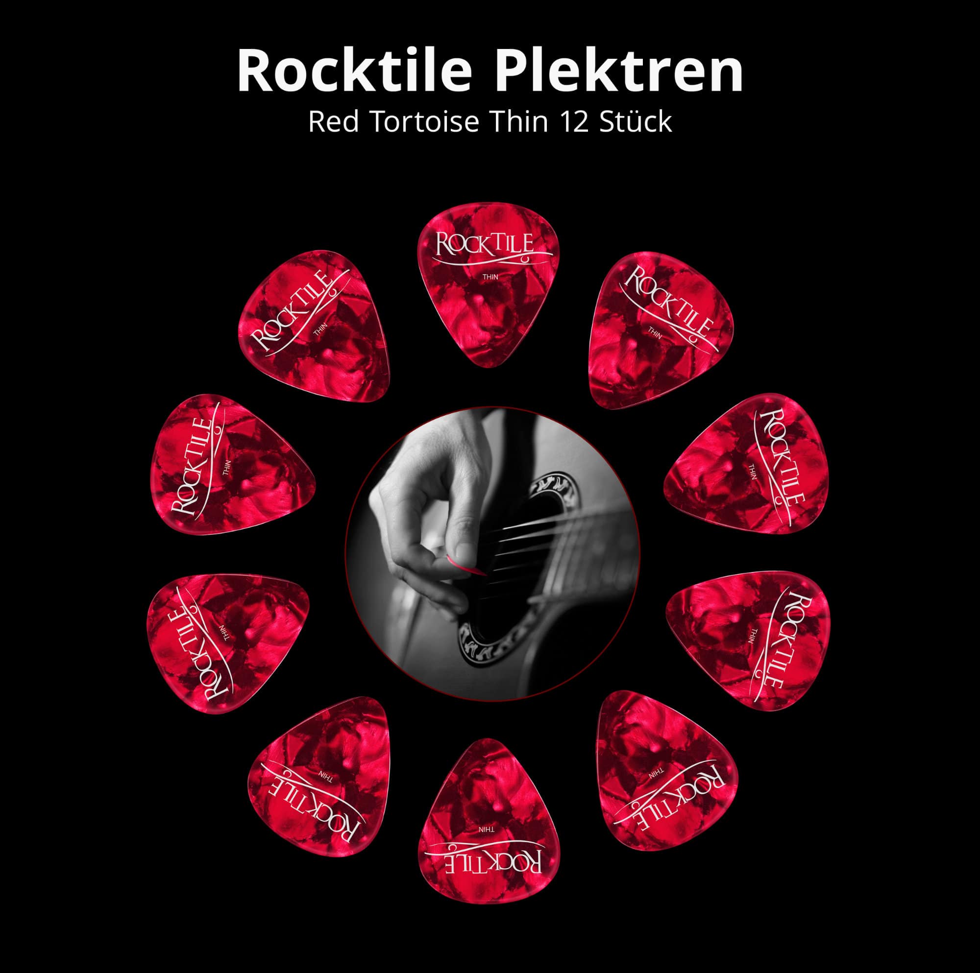 Rocktile Plektren Red Tortoise Thin 12er Pack Abbildung 2