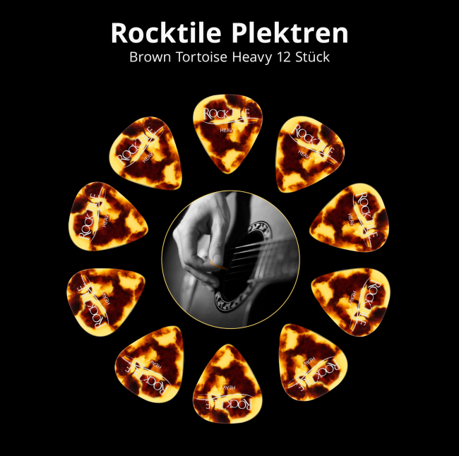 Rocktile Plektren Brown Tortoise Heavy 12er Pack Abbildung 2