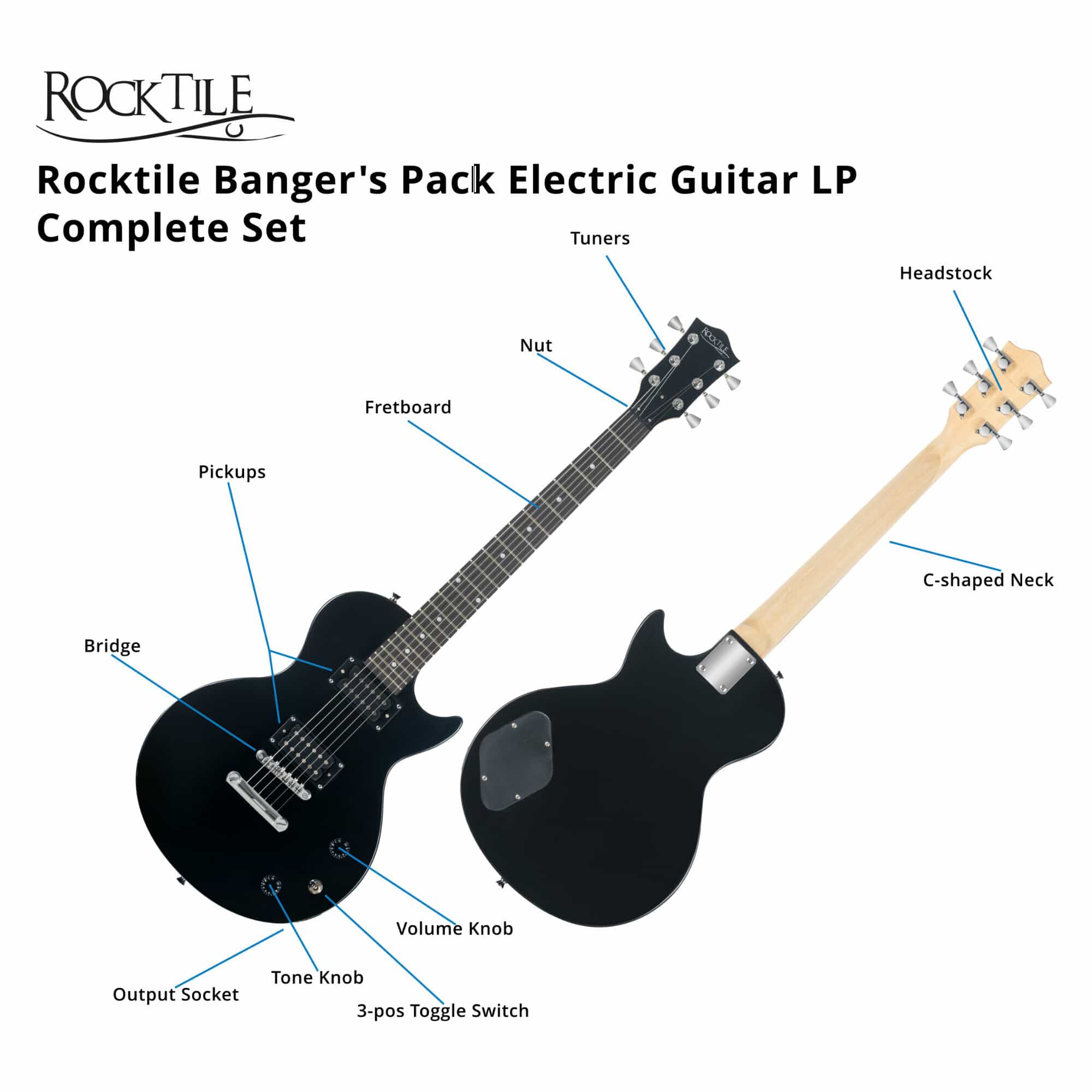 Rocktile Banger's Pack Single Cut E-Gitarren Set, 7-teilig Black Abbildung 4