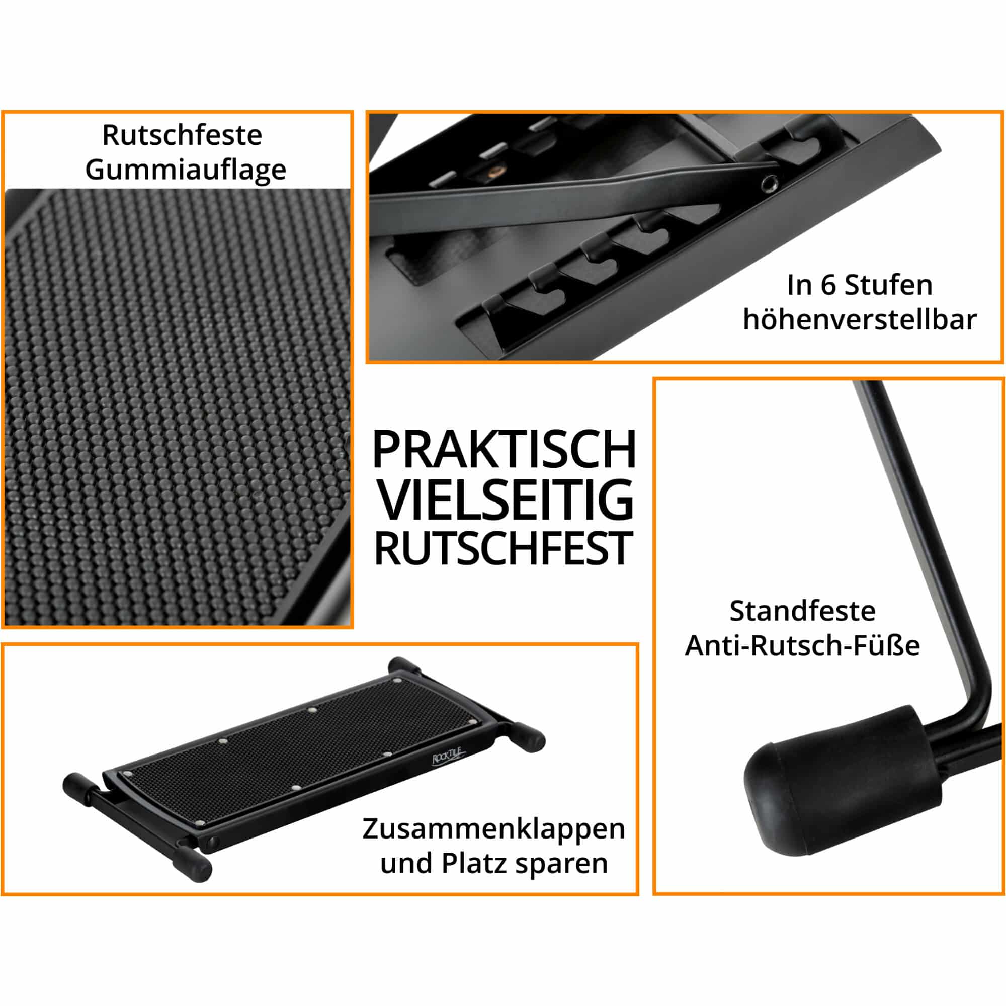 Rocktile Gitarrenfußbank schwarz Abbildung 4