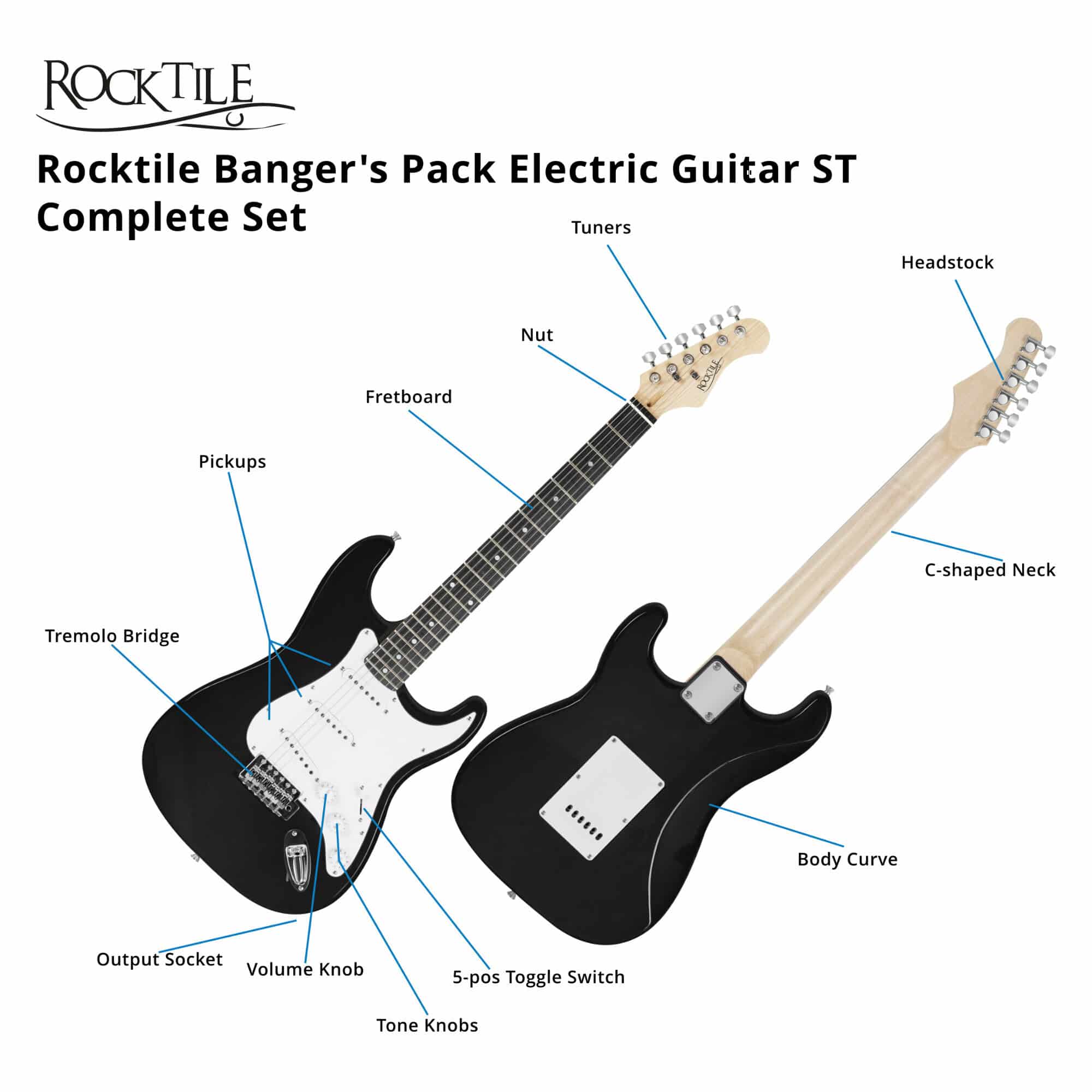 Rocktile Banger's Pack E-Gitarren Set, 8-teilig Black Abbildung 4