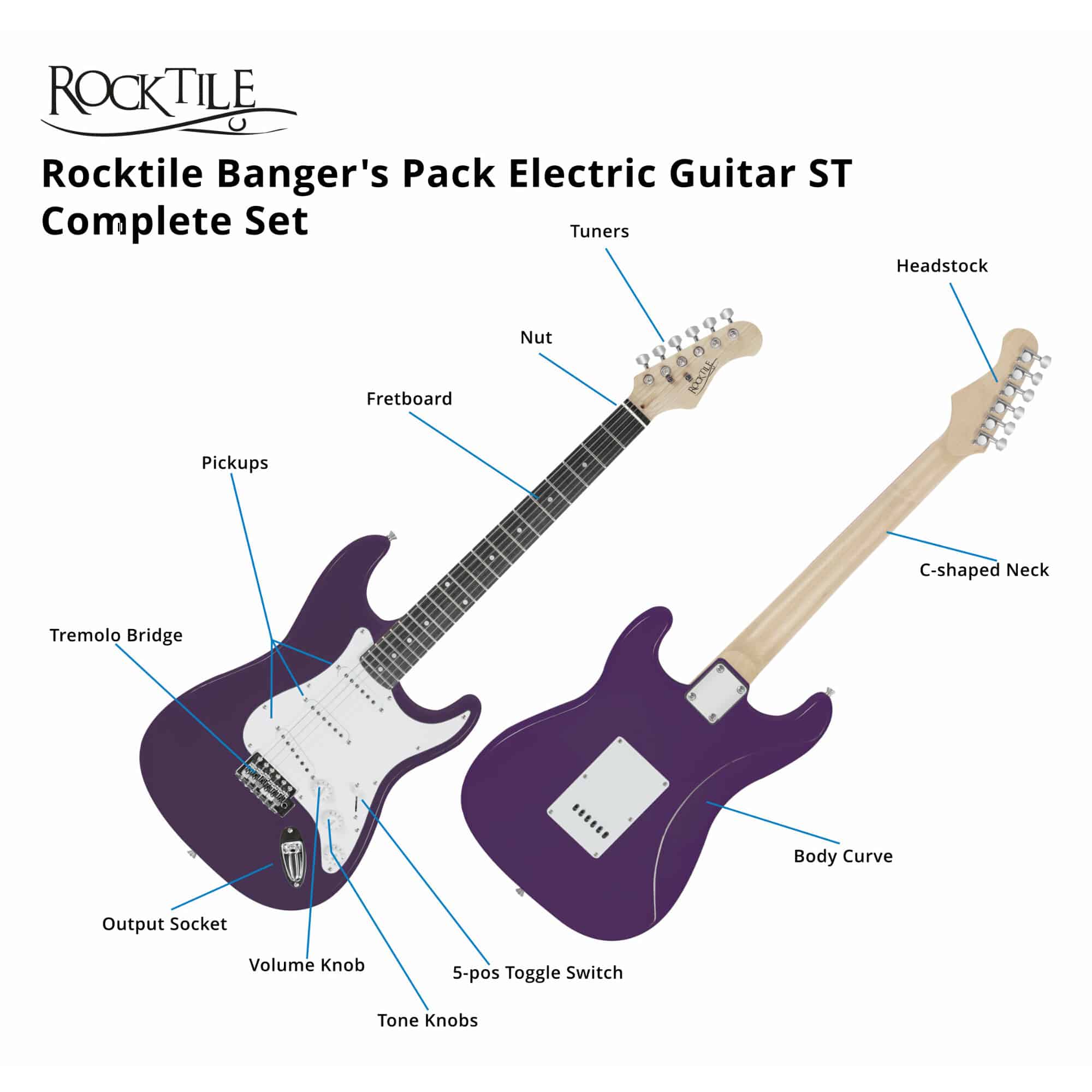 Rocktile Banger's Pack E-Gitarren Set, 8-teilig Purple Abbildung 4