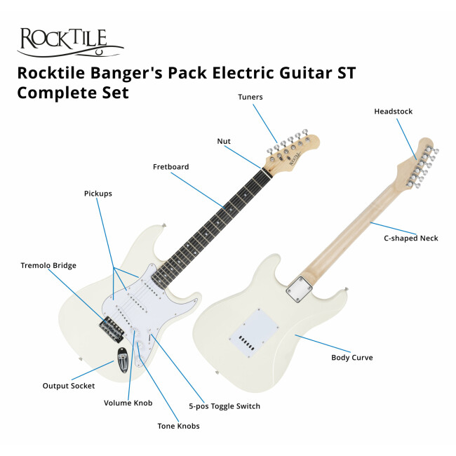 Rocktile Banger's Pack E-Gitarren Set, 8-teilig White Abbildung 4