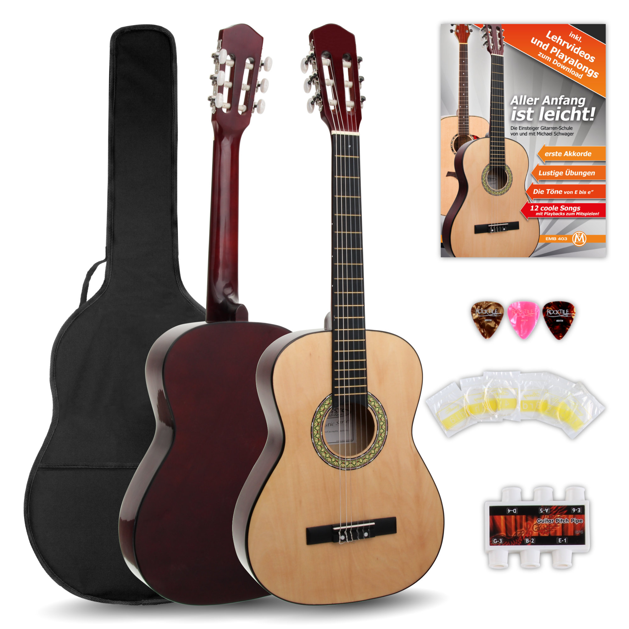 Classic Cantabile Acoustic Series AS-851 3/4 Konzertgitarre Starterset  - Retoure (Zustand: sehr gut)