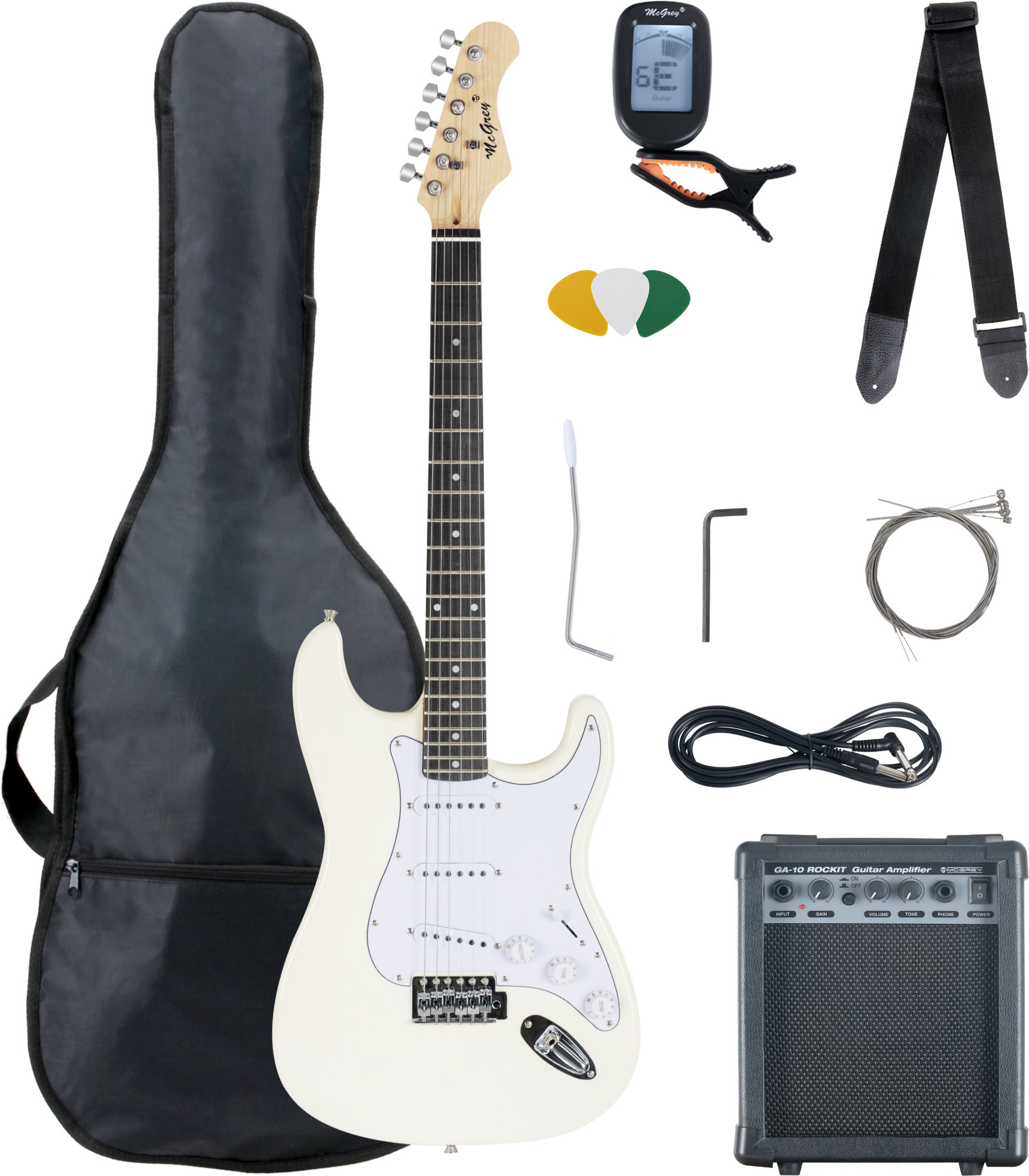 McGrey Rockit E-Gitarre ST-Komplettset White  - Retoure (Zustand: gut)