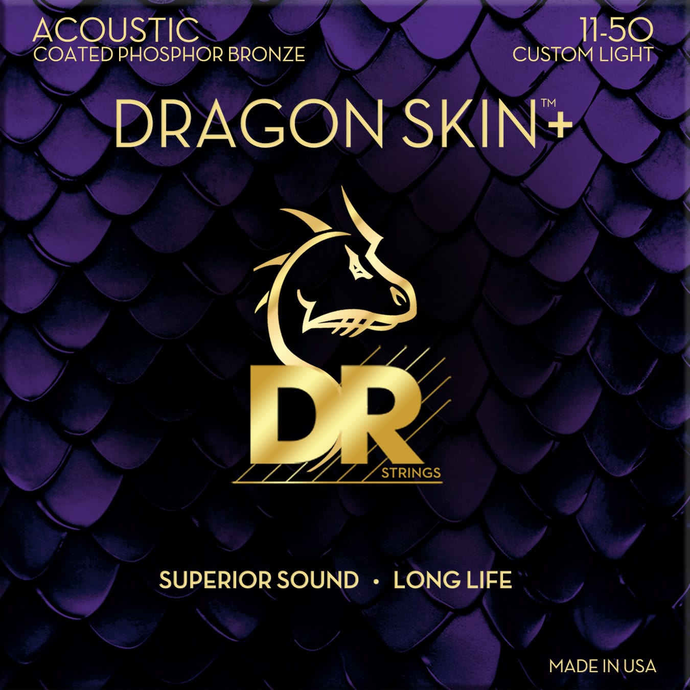 DR Strings Dragon Skin+ Acoustic Phosphor Bronze DAP-11 Custom Light 11-50