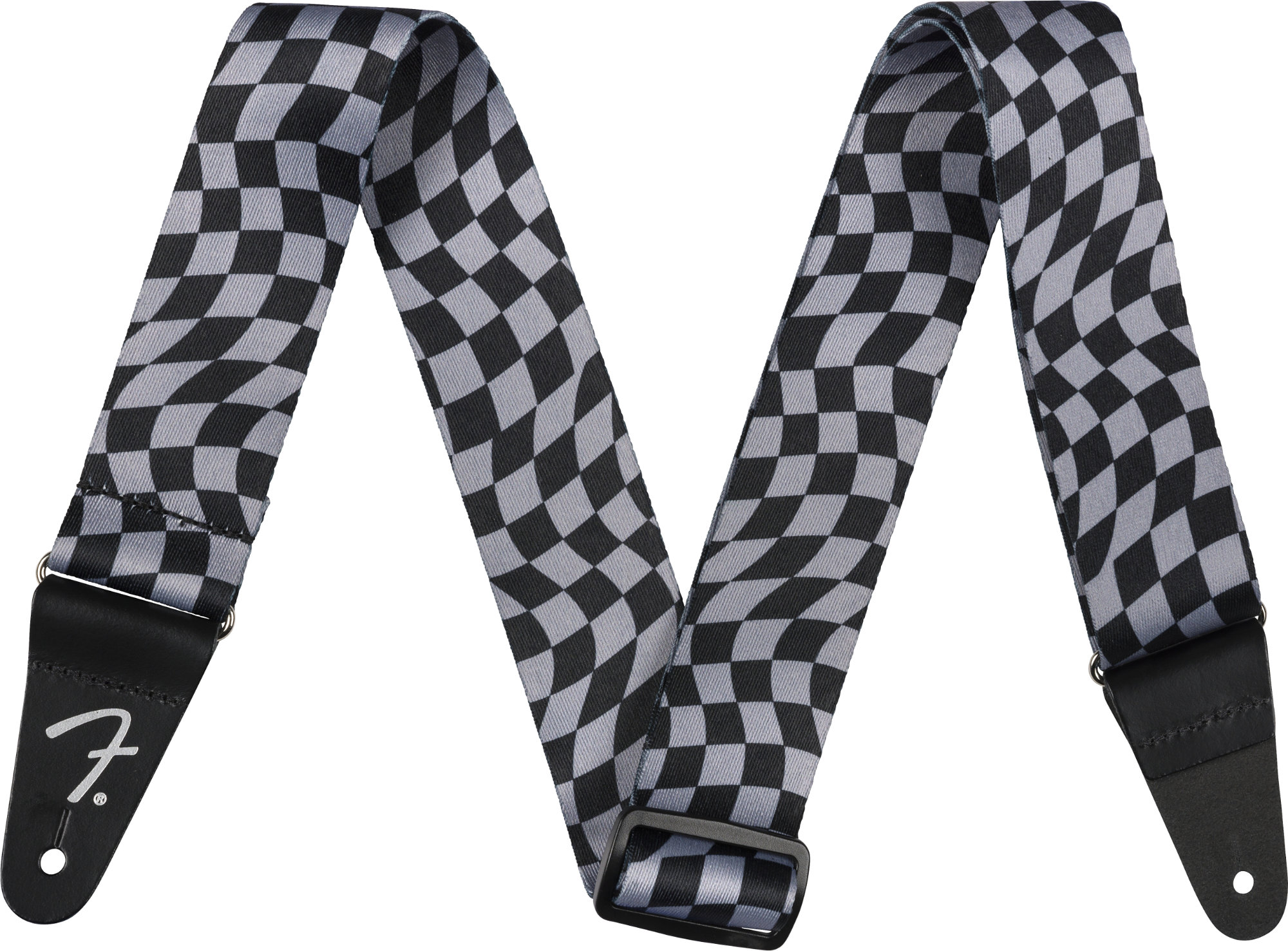 Fender Wavy Checkerboard Polyester Strap 2" Gray