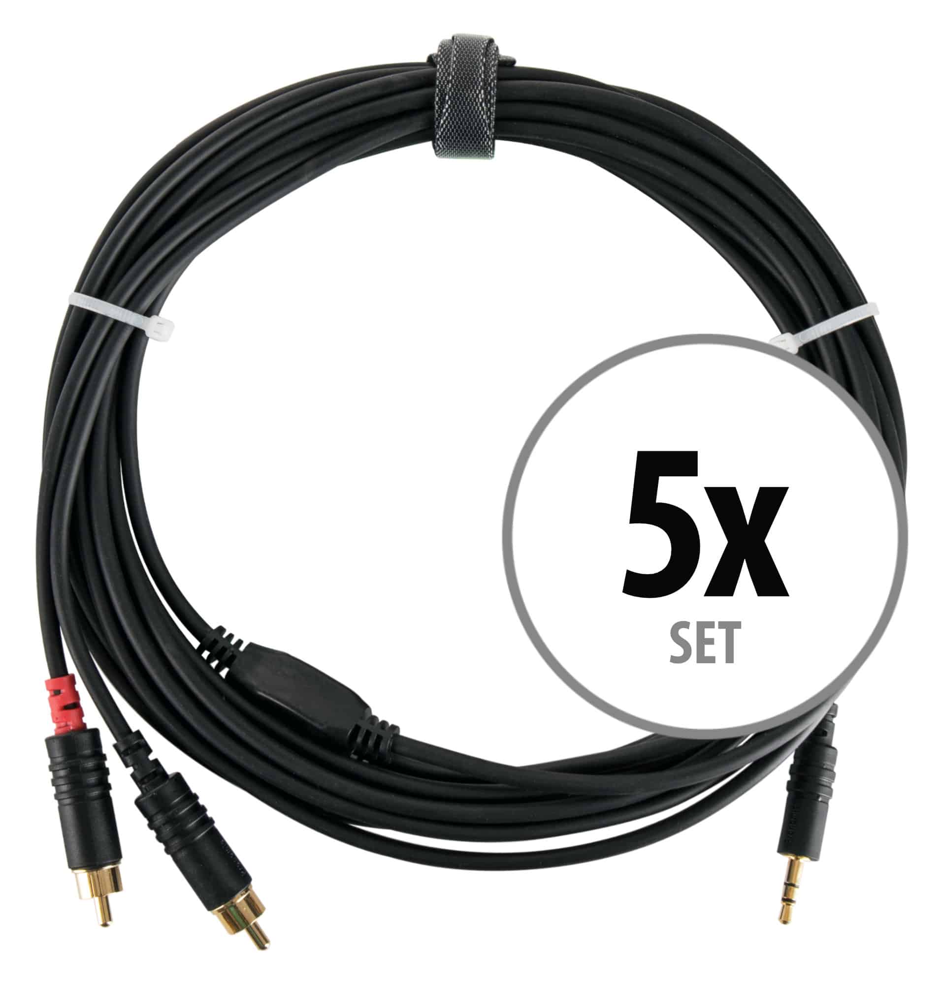 Pronomic Stage J3RC-6m Audiokabel 3,5mm Stereo-Klinke/Cinch 6m schwarz 5x Set