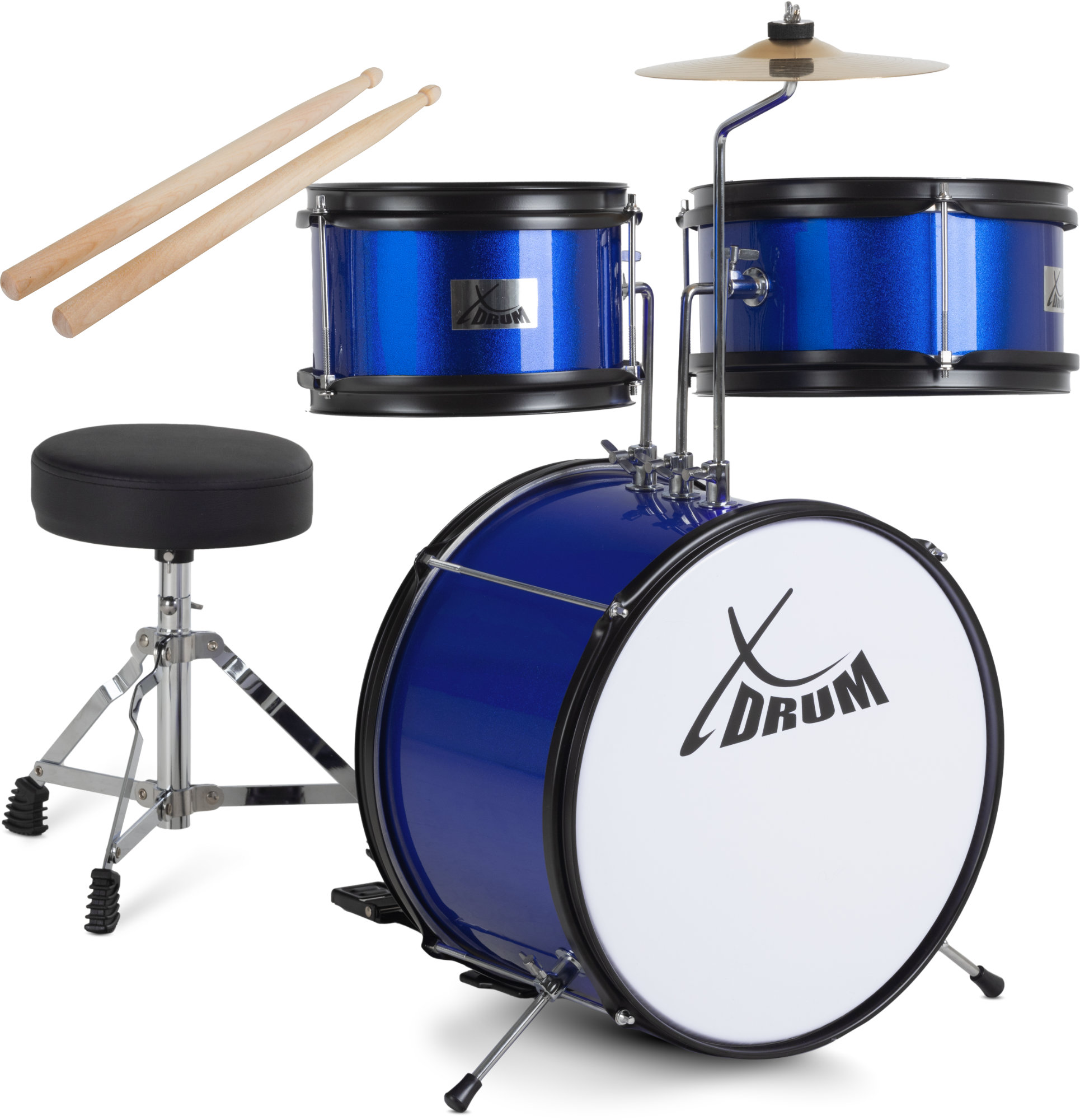 XDrum Junior KIDS Schlagzeug inkl. Schule Blau  - Retoure (Zustand: gut)