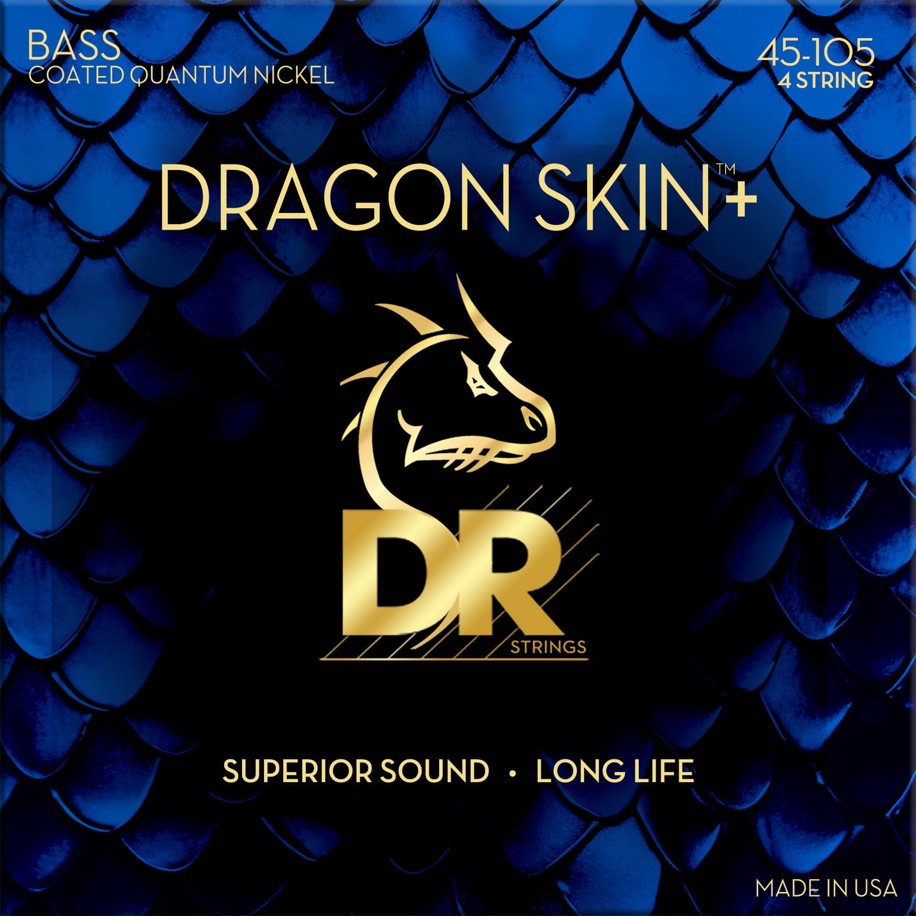 DR Strings Dragon Skin+ Bass Quantum Nickel DBQ-45 Medium 45-105