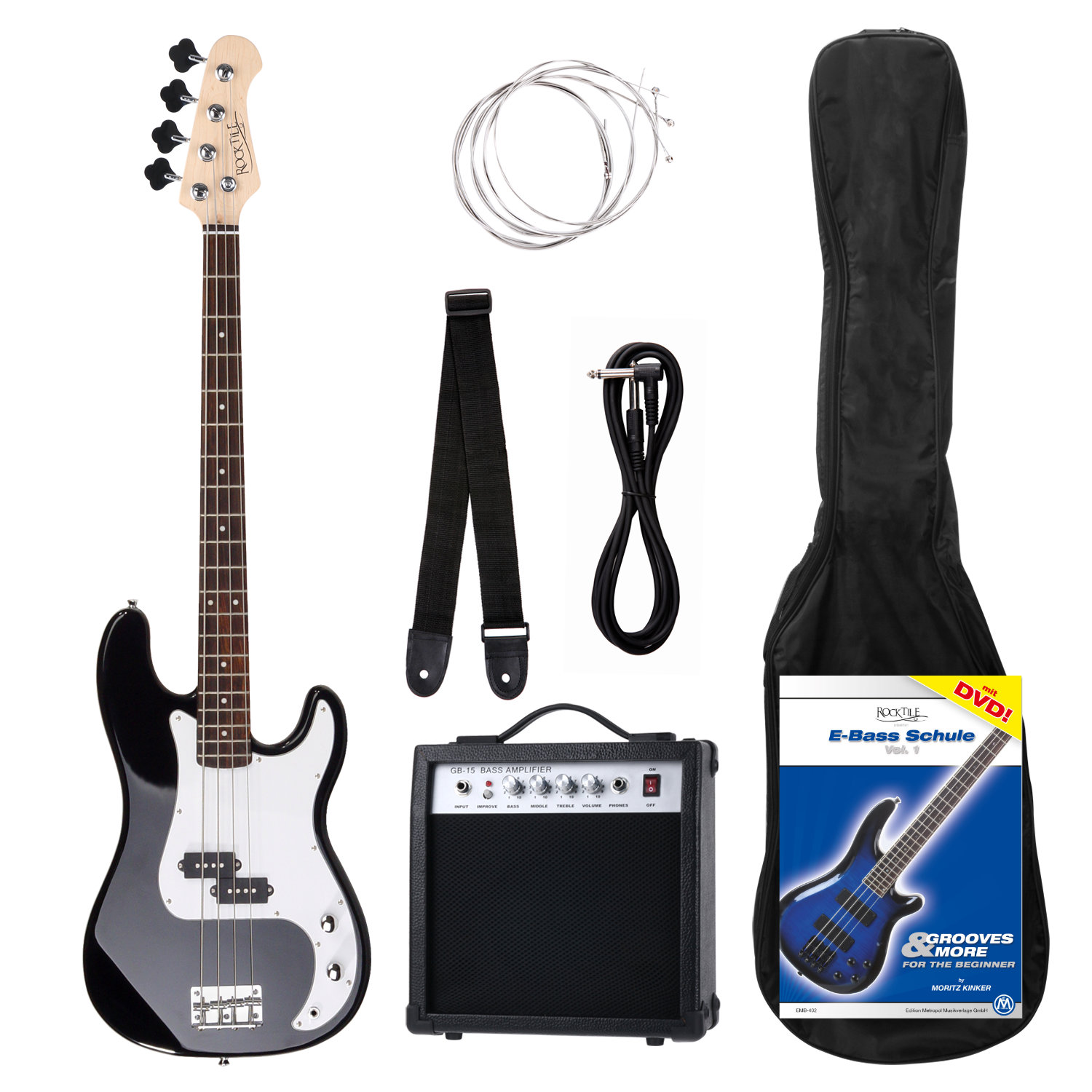 Rocktile Groovers Pack PB E-Bass Black  - Retoure (Zustand: sehr gut)