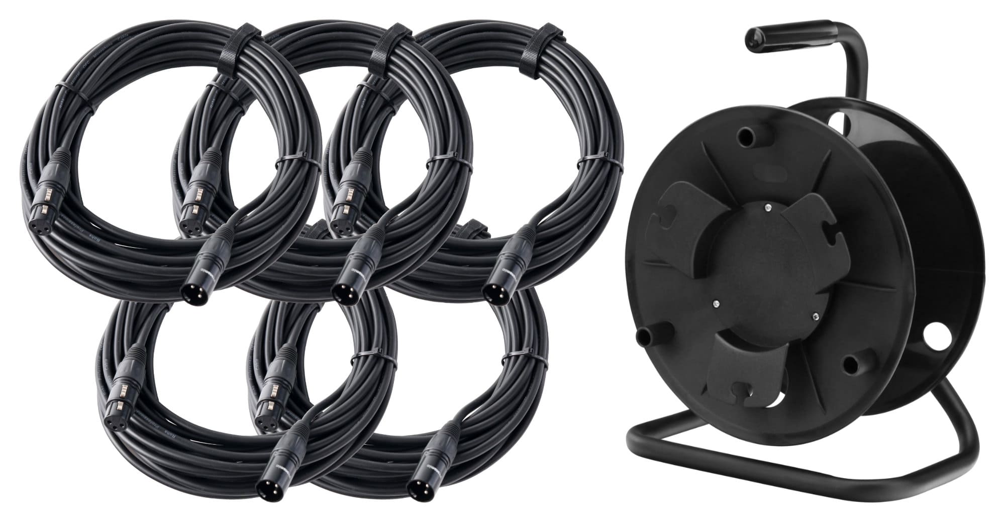 Pronomic Stage XFXM-10 Mikrofonkabel XLR 10m Schwarz 5x Set mit Kabeltrommel