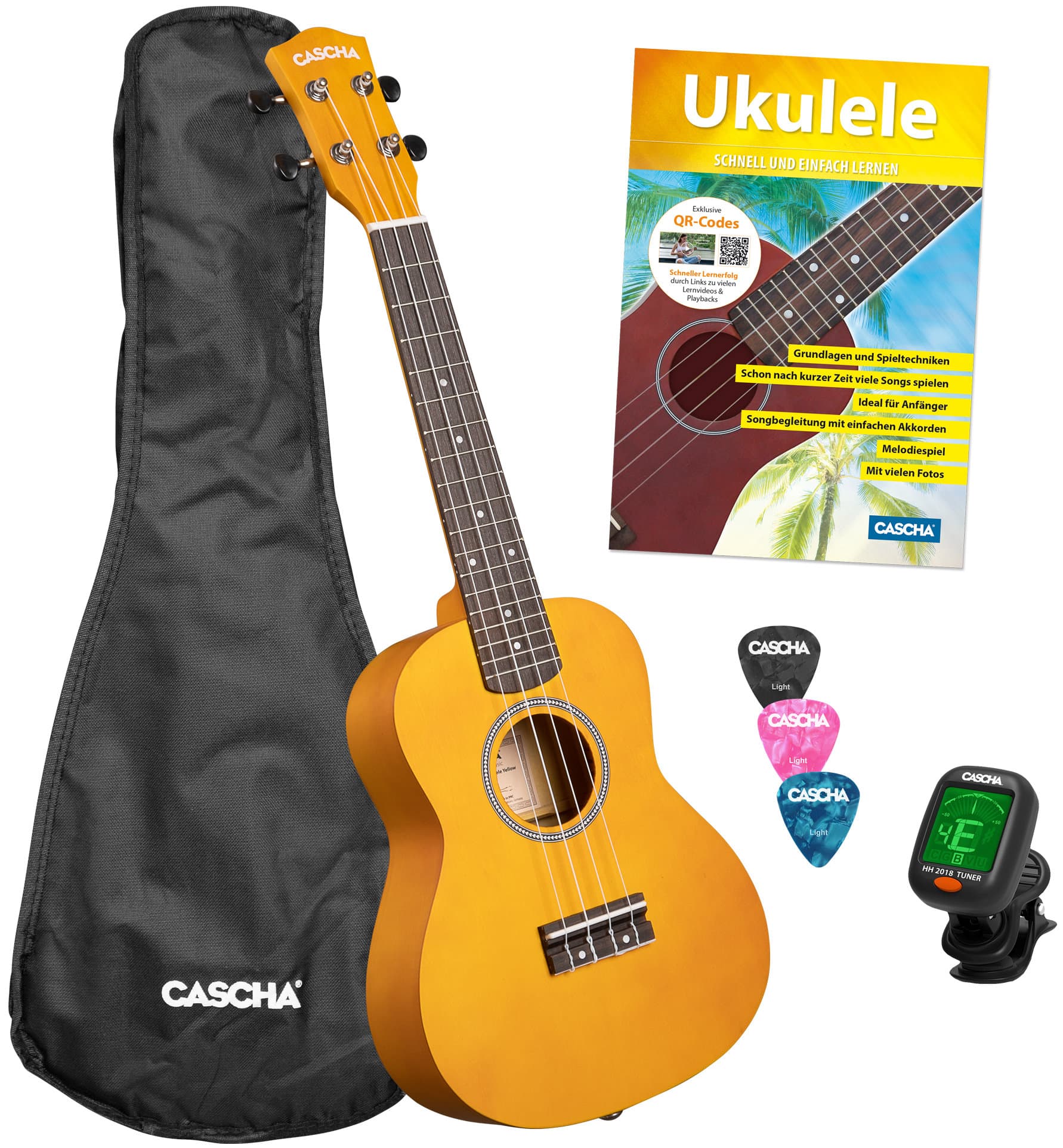 Cascha Linde Sopran Ukulele Set Gelb