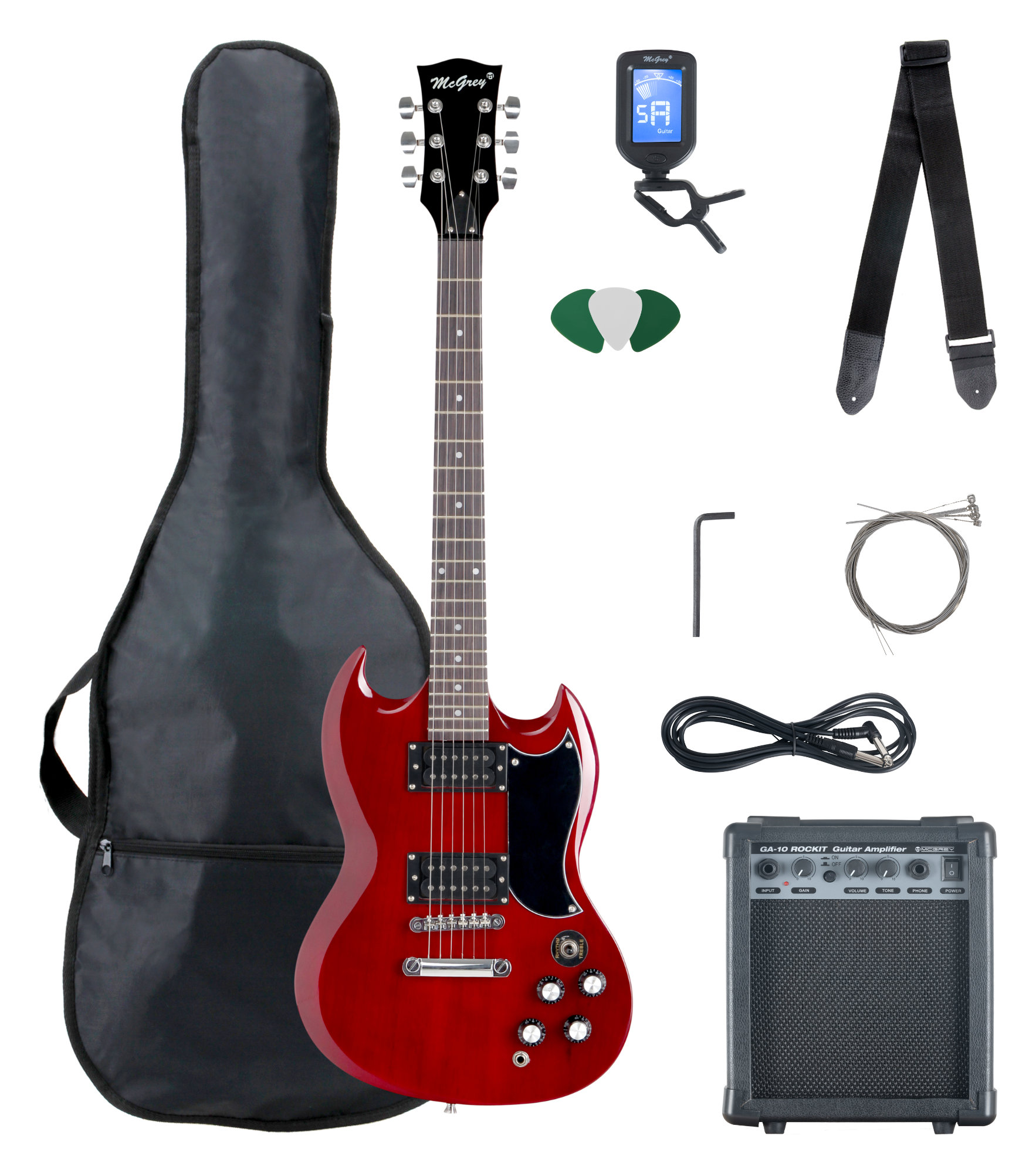 McGrey Rockit E-Gitarre Double Cut-Komplettset Cherry Red  - Retoure (Zustand: gut)