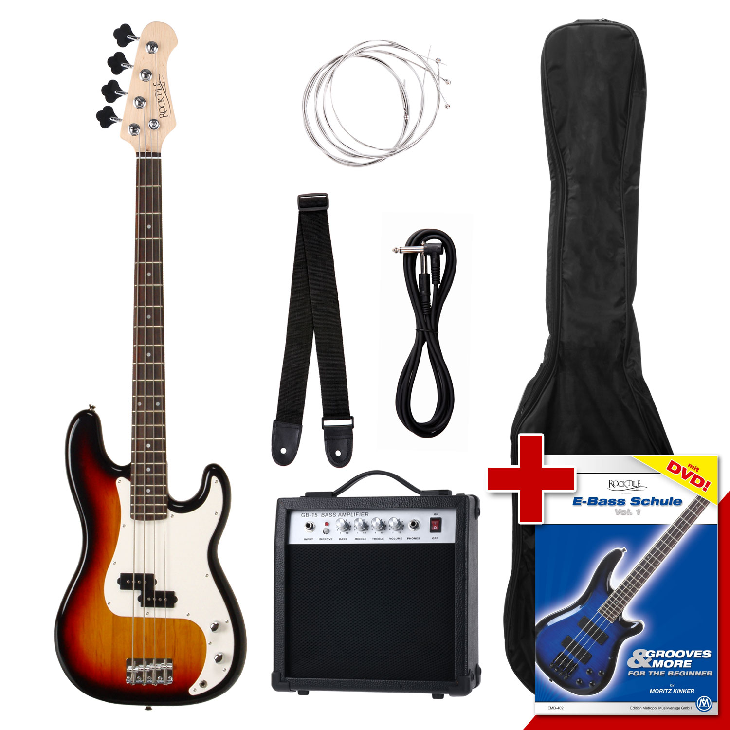 Rocktile Groover's Pack PB E-Bass Sunburst  - Retoure (Zustand: gut)