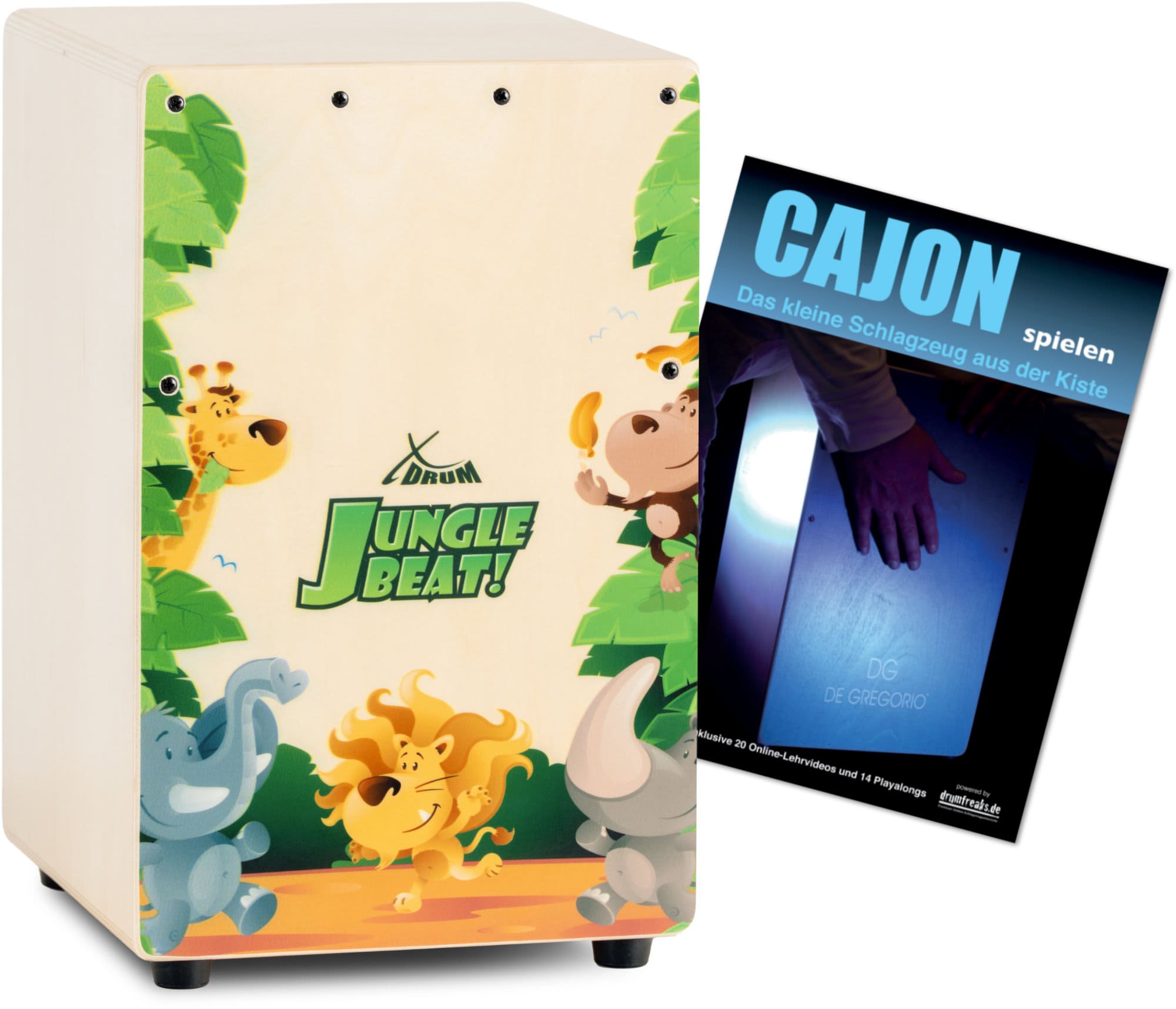 XDrum KC-37JB Kinder-Cajon "Jungle Beat" Set mit Schule