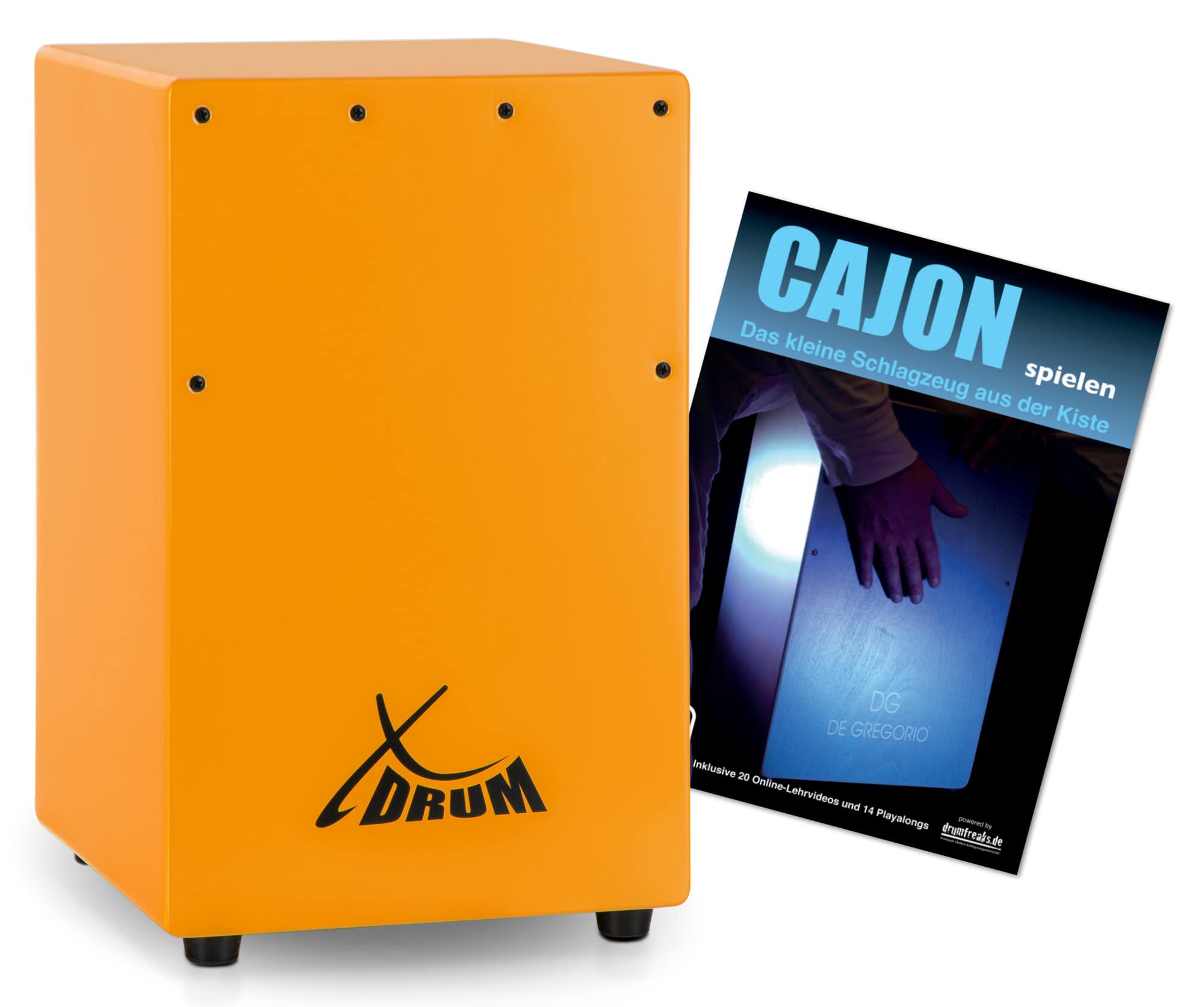 XDrum KC-37OG Kinder-Cajon Orange Set mit Schule