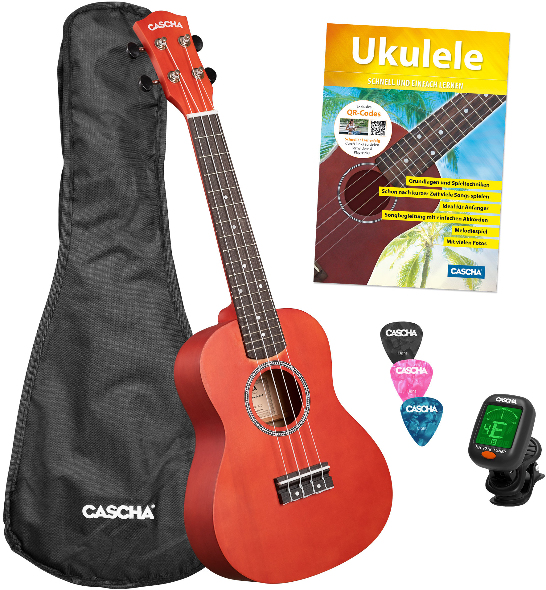 Cascha Linde Sopran Ukulele Set Rot