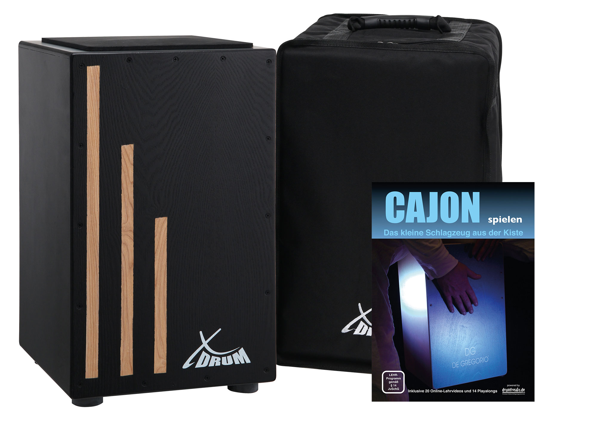 XDrum Cajon Primero Negra inkl. Cajonschule und Tasche  - Retoure (Verpackungsschaden)