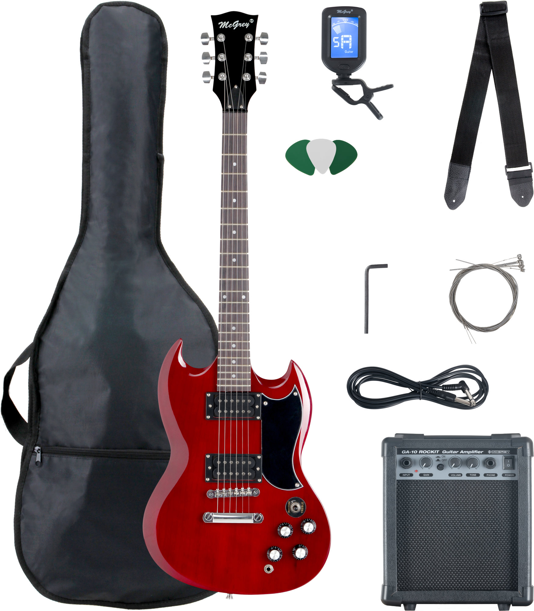 McGrey Rockit E-Gitarre Double Cut-Komplettset Cherry Red  - Retoure (Zustand: sehr gut)