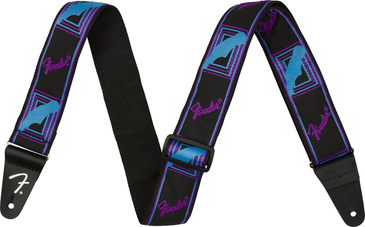 Fender Neon Monogrammed Strap Purple and Blue