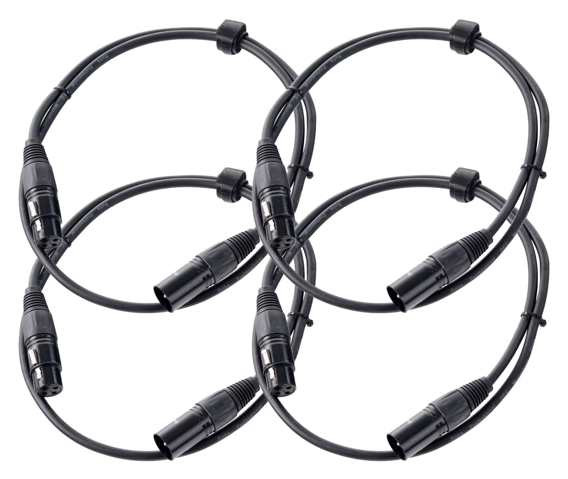 Pronomic Stage XFXM-1 Mikrofonkabel XLR 1 m Schwarz 4er Set