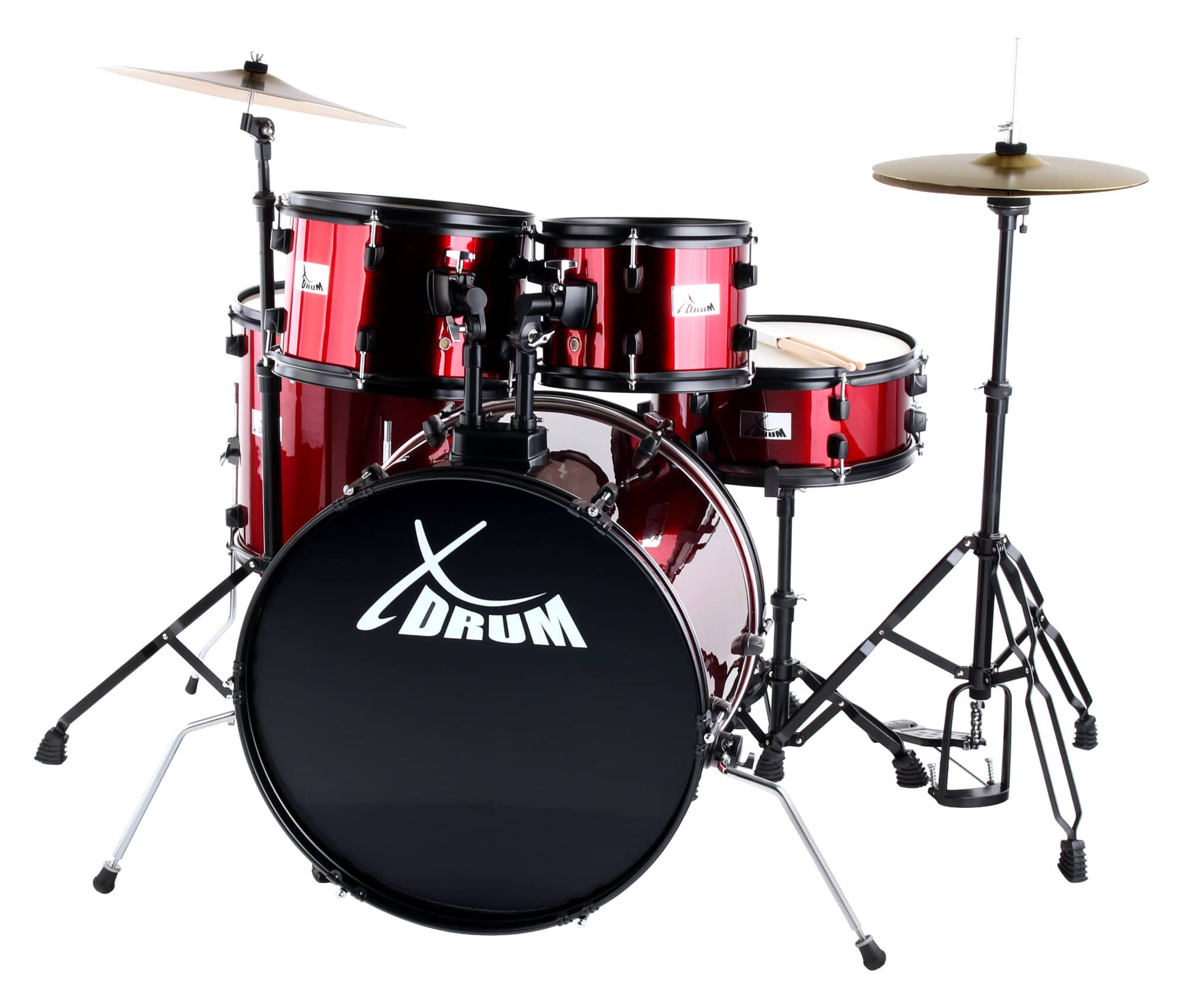 XDrum Rookie 22" Fusion Schlagzeug Komplettset Ruby Red inkl. Schule  - Retoure (Zustand: gut)