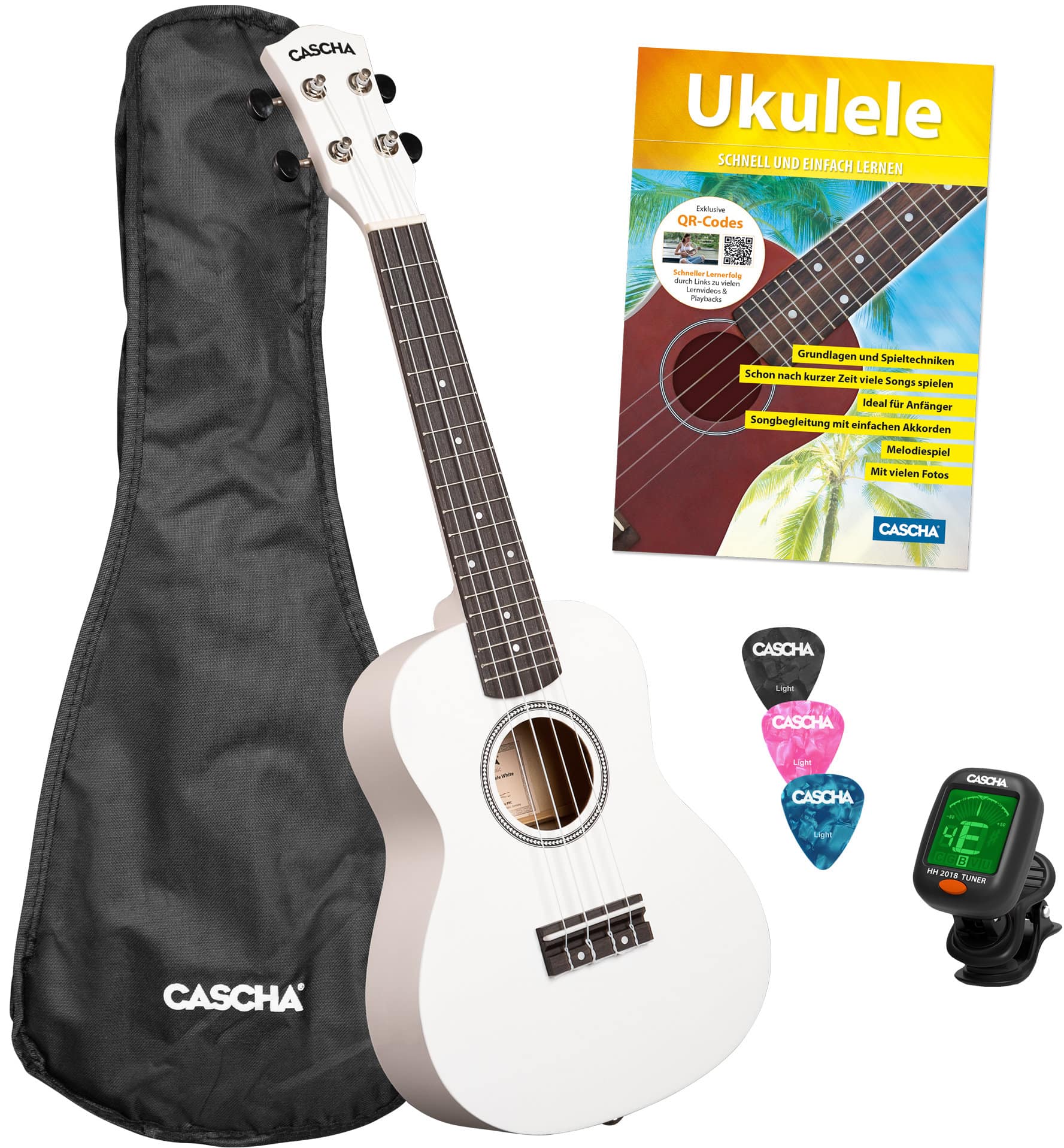 Cascha Linde Sopran Ukulele Set Weiß