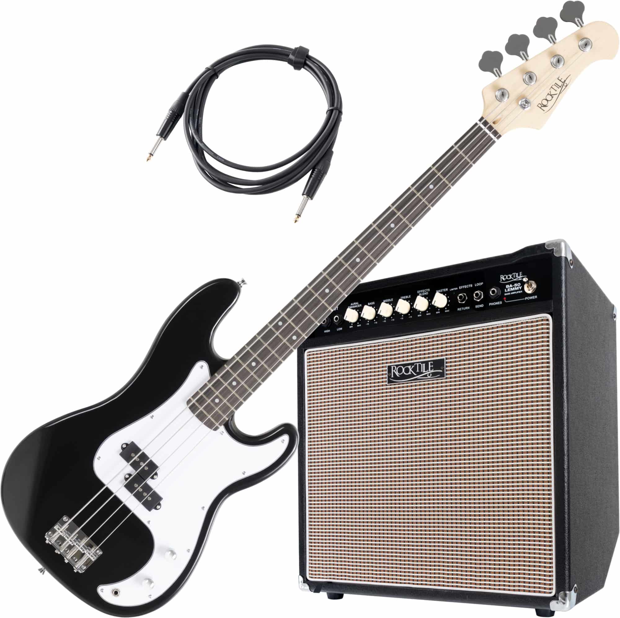 Rocktile Puncher E-Bass Schwarz Lemmy Set