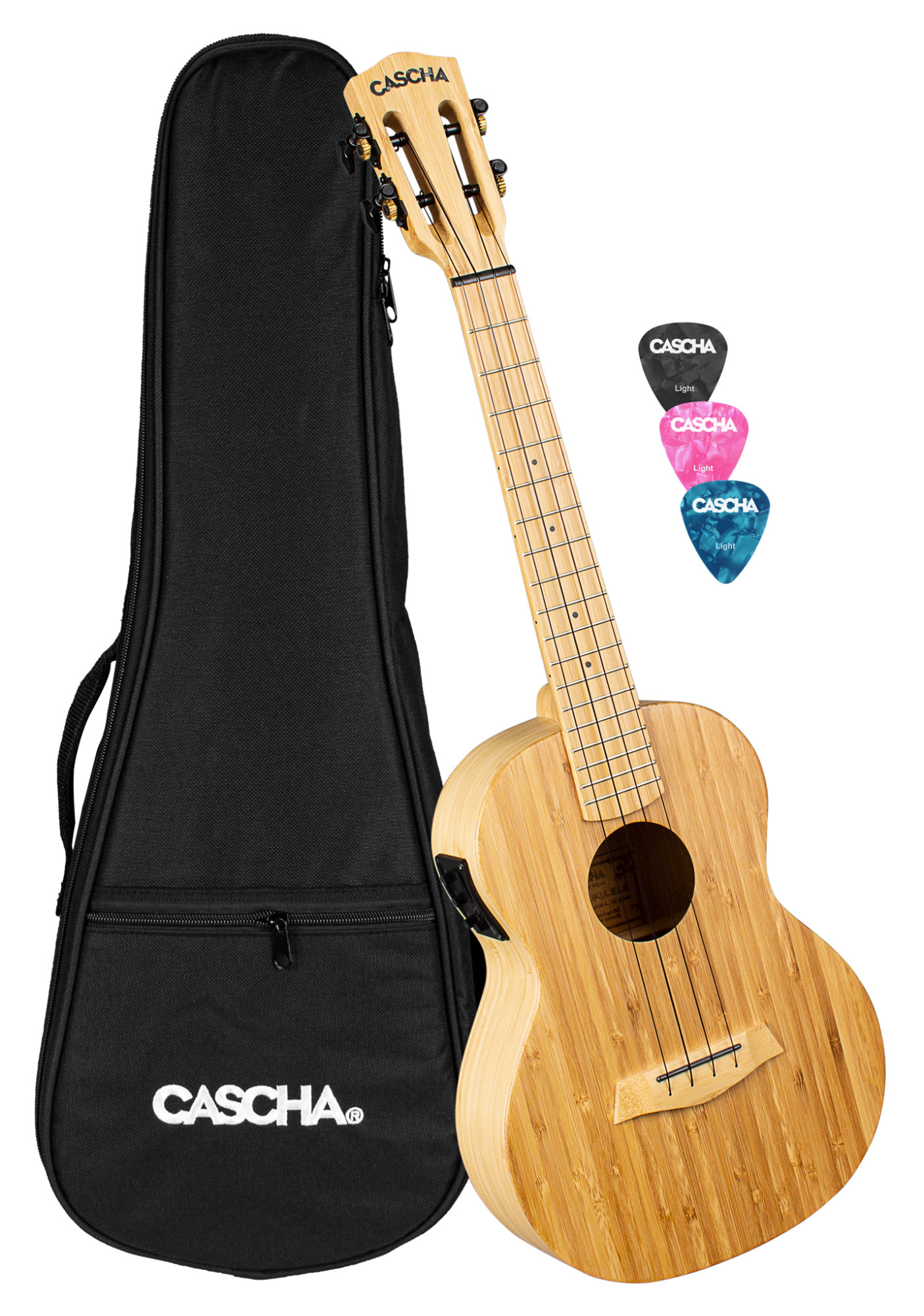 Cascha 2314E Tenor Ukulele Bamboo Natur Bundle mit Tonabnehmer  - Retoure (Zustand: sehr gut)