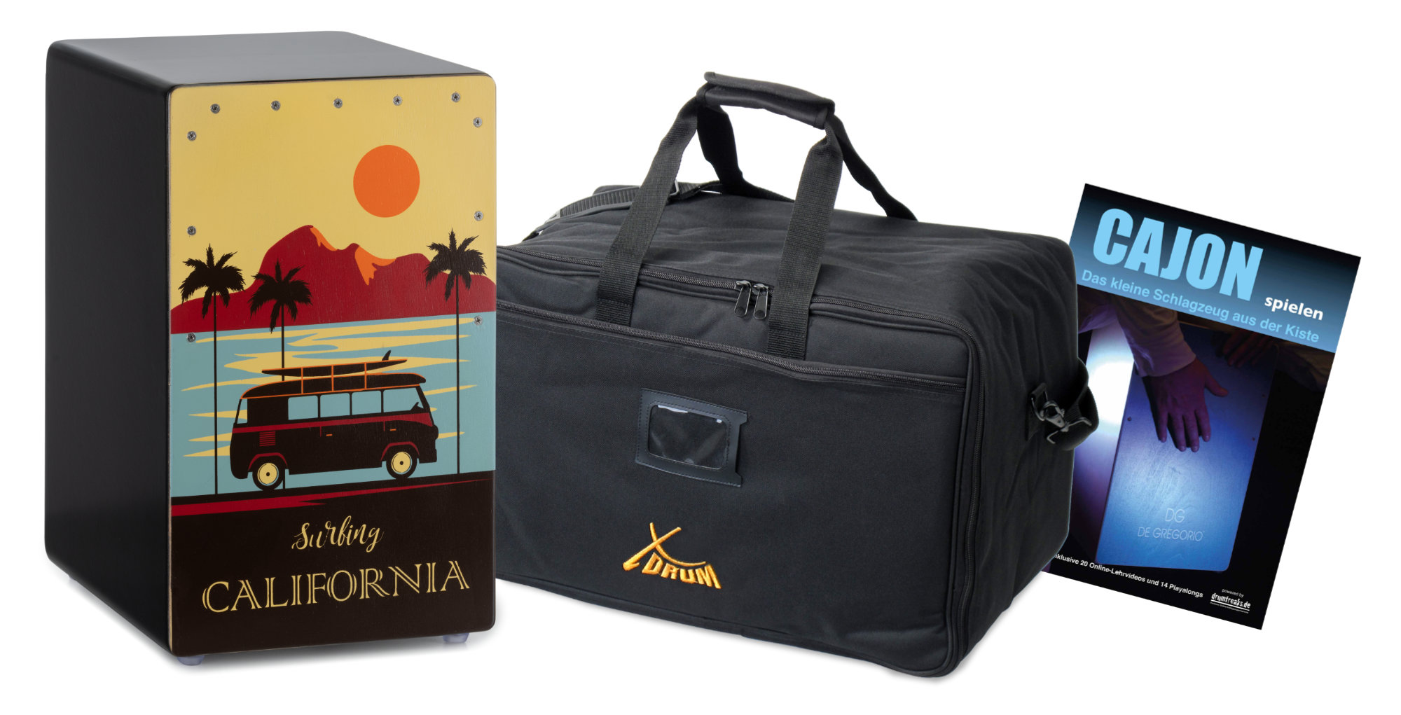 XDrum Design Series Cajon "California" Set inkl. Tasche + Schule