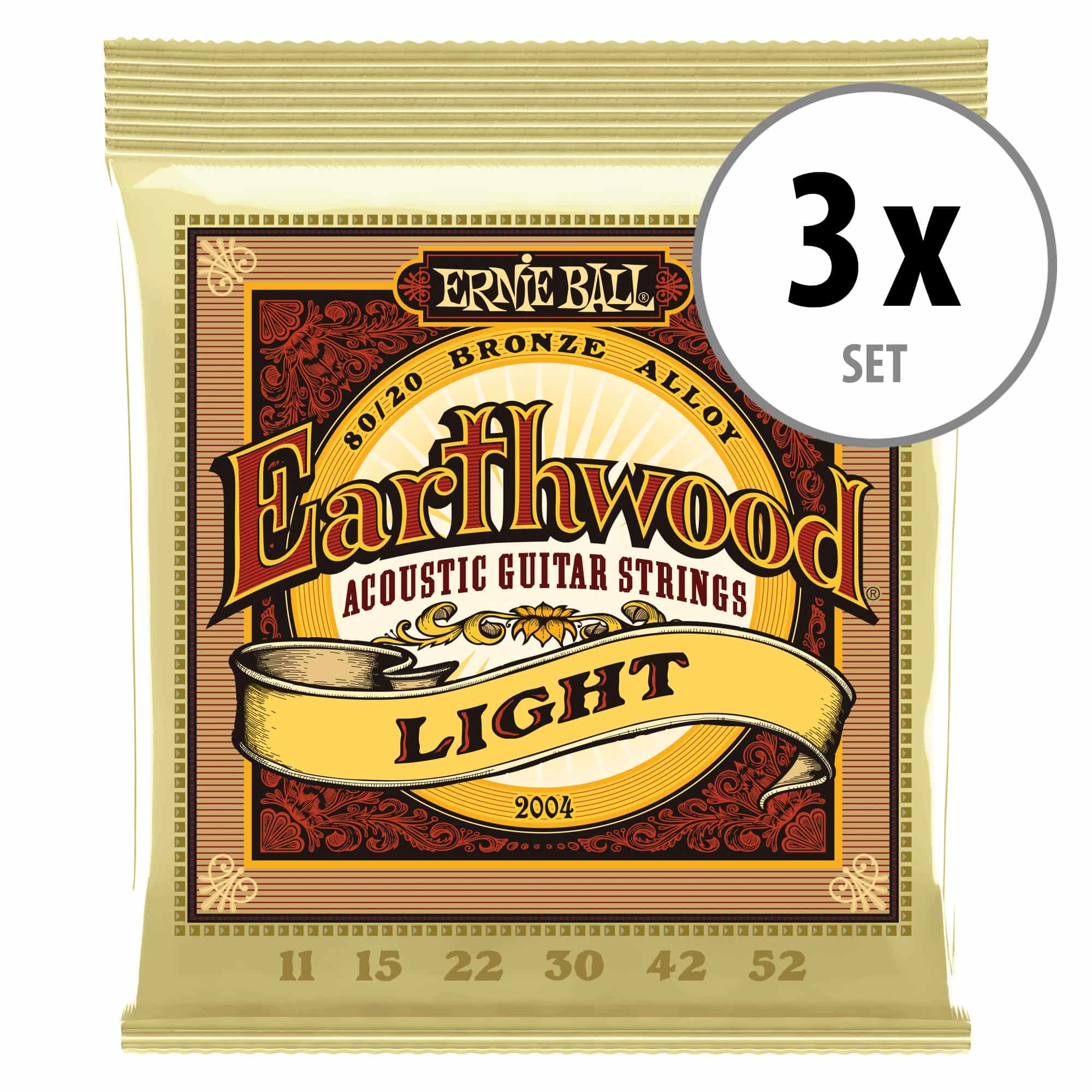 Ernie Ball 2004 Earthwood 80/20 Light 3x Set