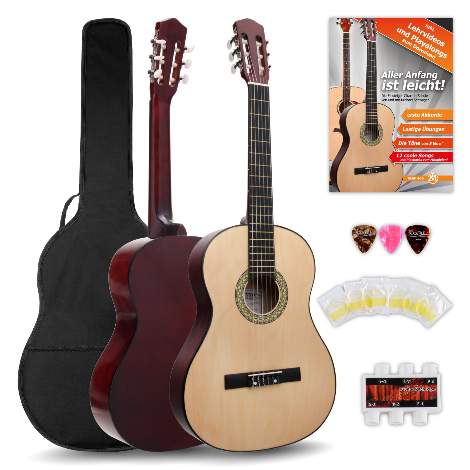 Classic Cantabile Acoustic Series AS-851 4/4 Konzertgitarre Starterset  - Retoure (Zustand: sehr gut)