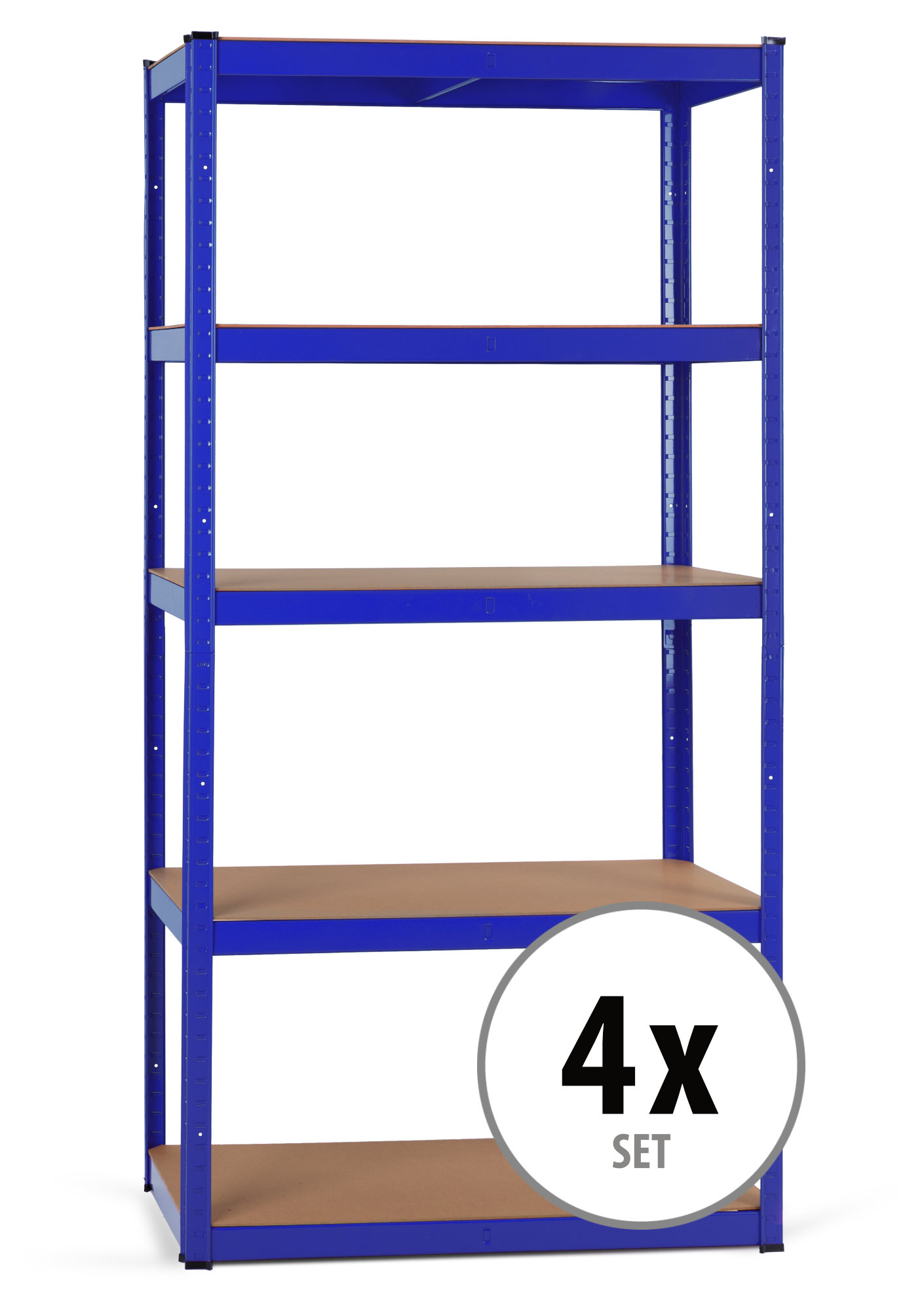 Stagecaptain Heavyrack Lagerregal Holzböden Blau, max. 875 kg 4x Set