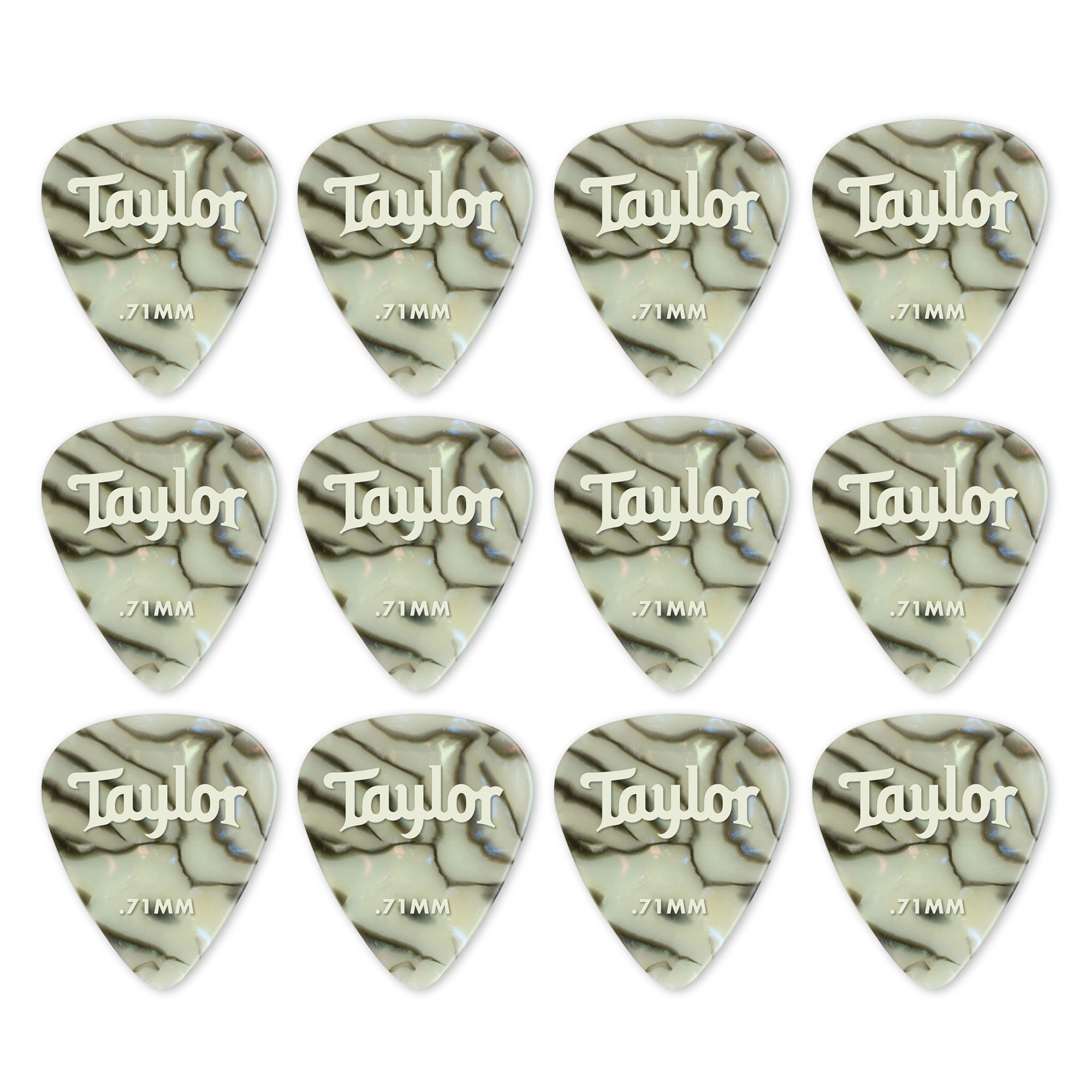 Taylor Celluloid 12er Pack Plektren Abalone 0,71mm