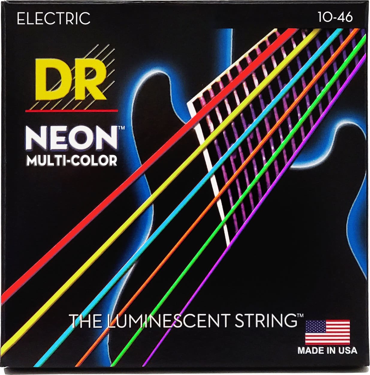 DR Strings Hi-Def Neon Multi-Color Electric NMCE-10 Medium 10-46