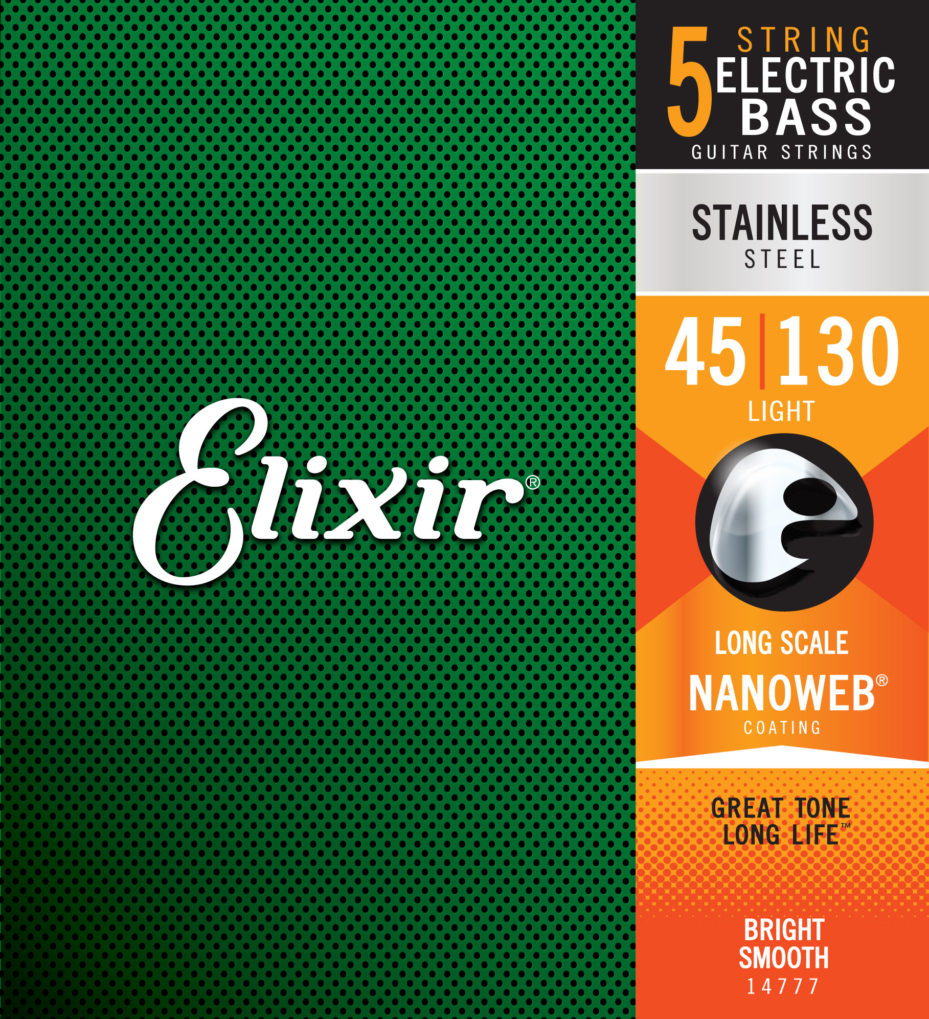 Elixir 14777 E-Bass Stainless Steel 5-String Light Long Scale