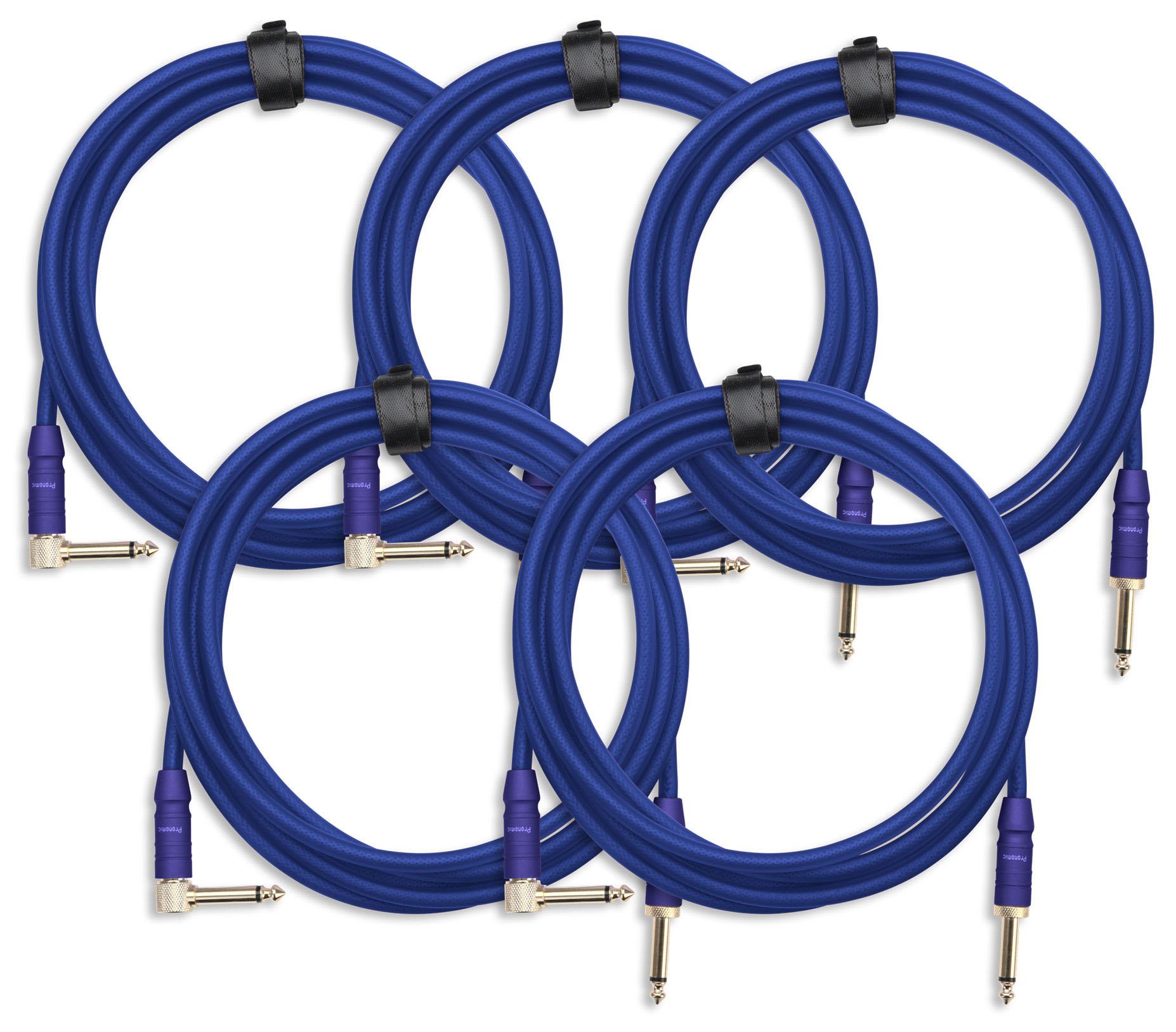 Pronomic Trendline INST-3B Instrumentenkabel 3m blau 5x Set