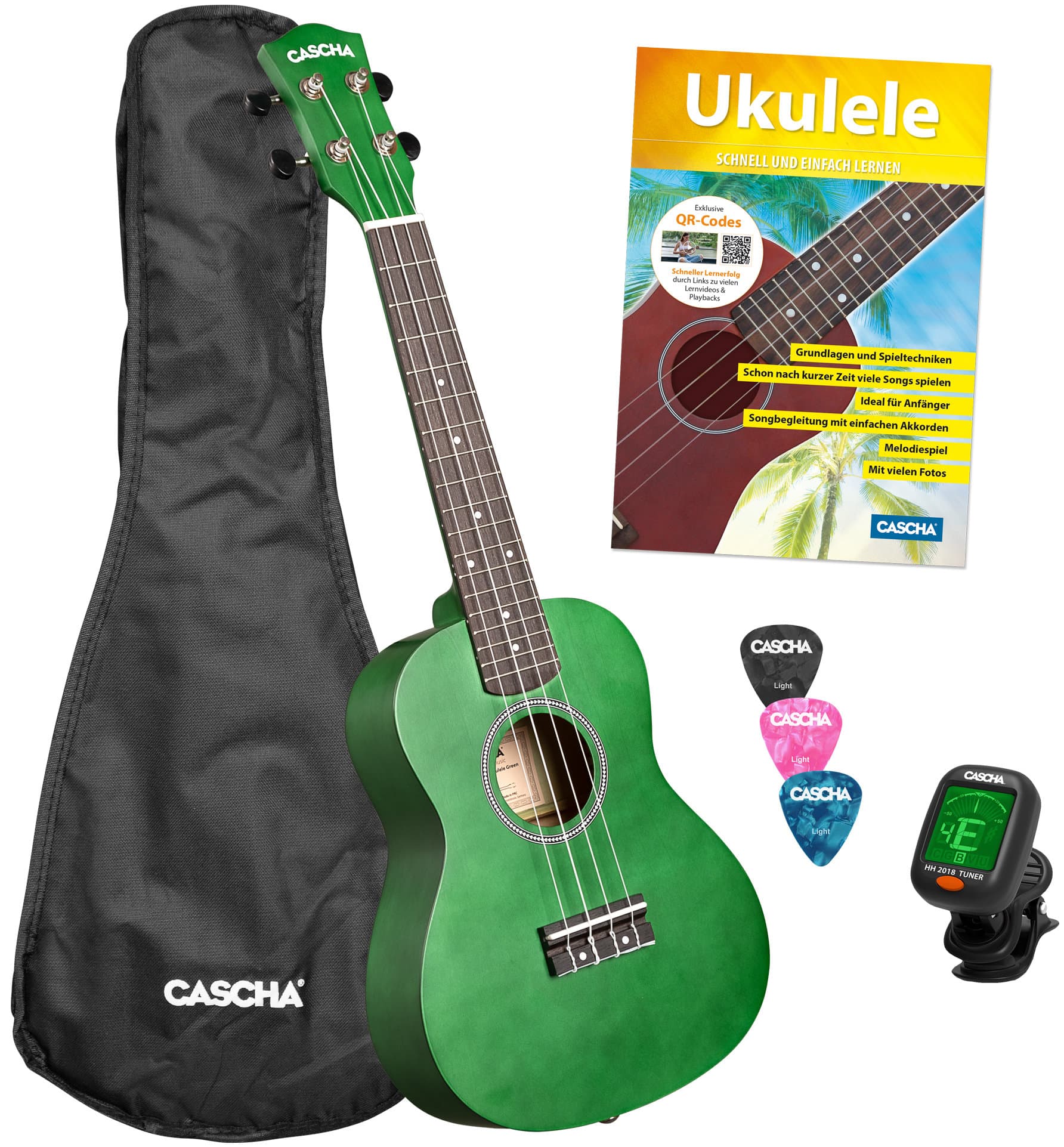 Cascha Linde Sopran Ukulele Set Grün