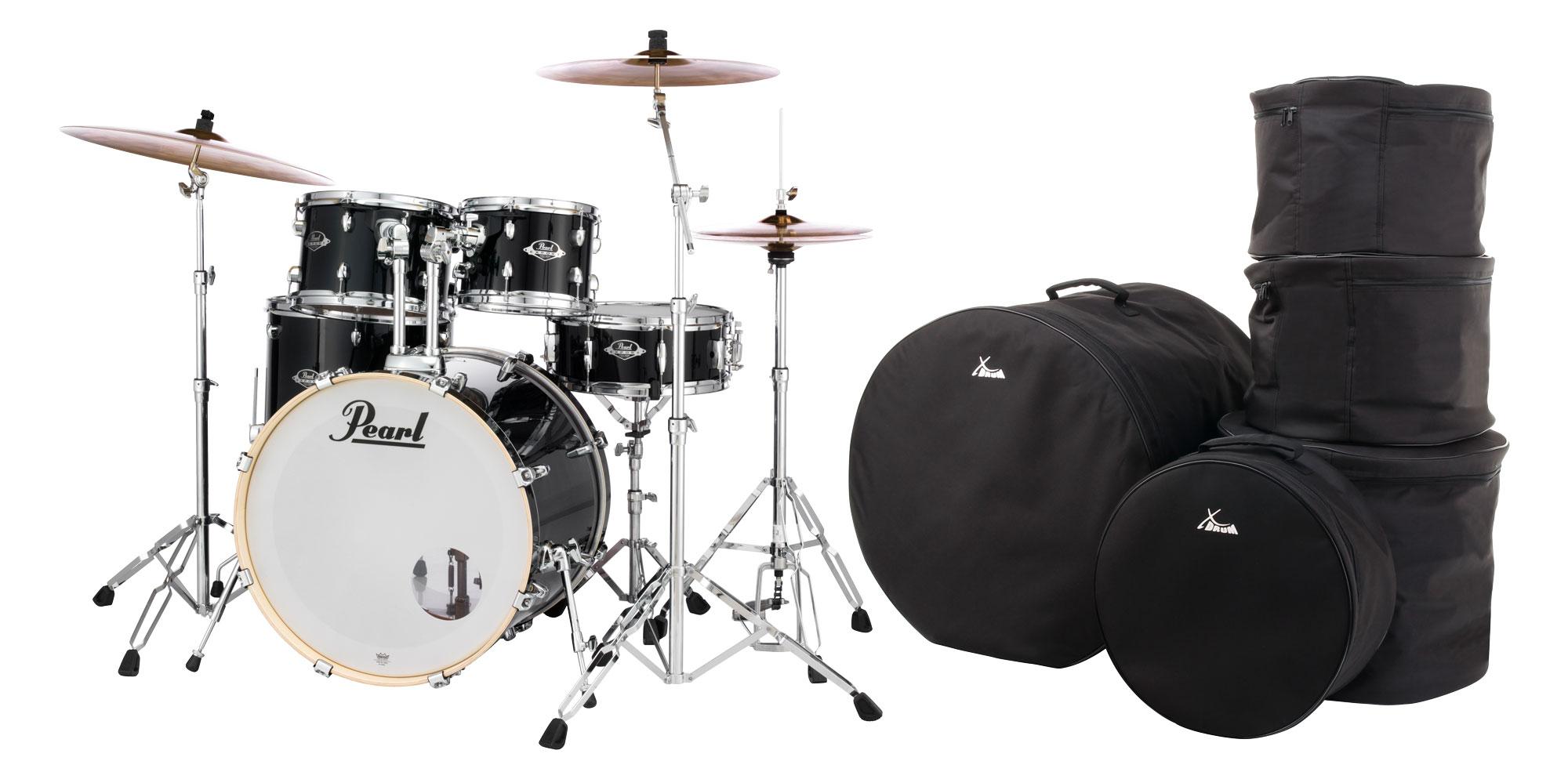 Pearl Export EXX725BR/C31 Drumkit Jet Black Set mit Taschen