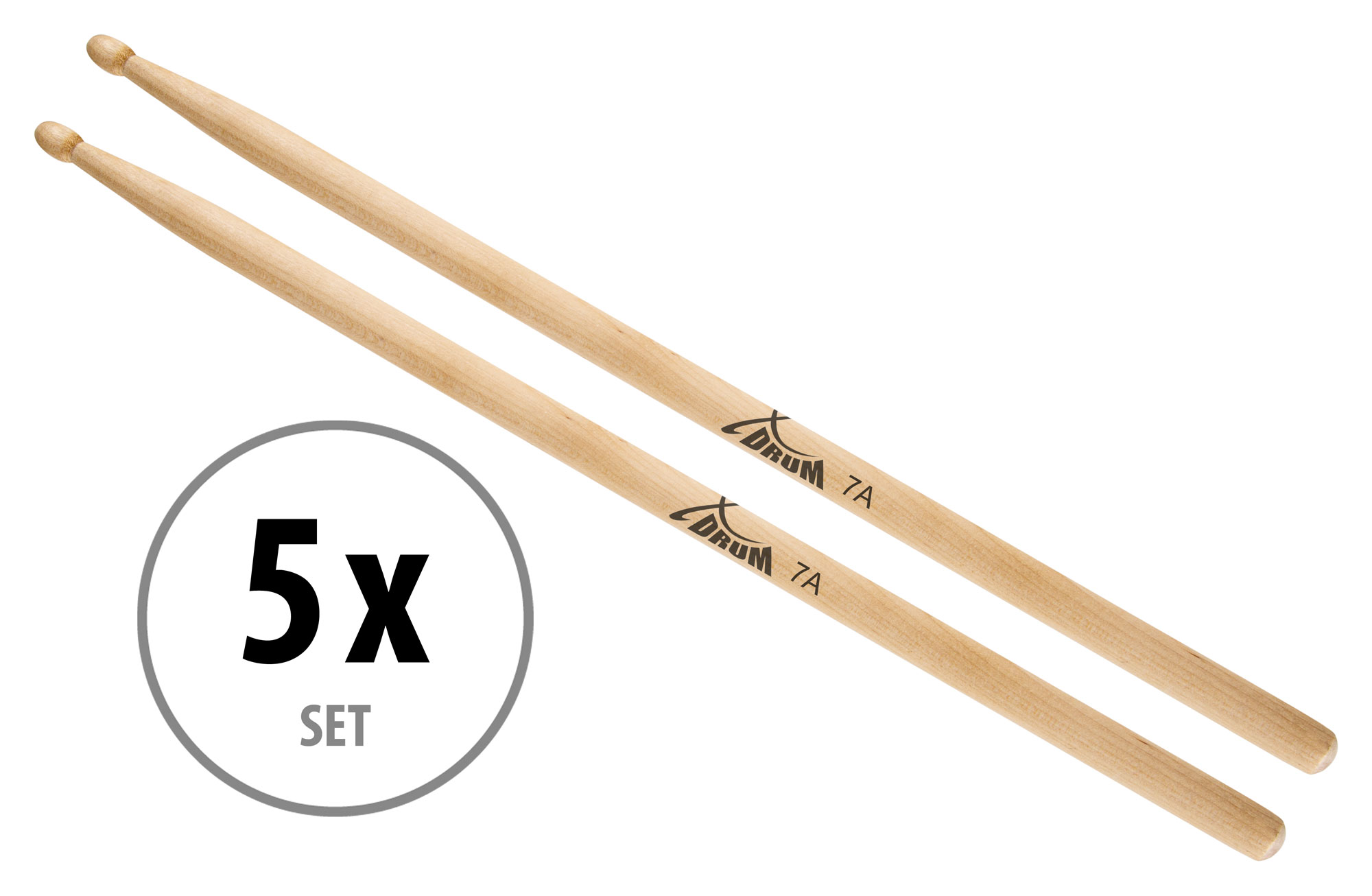 5 Paar XDrum Schlagzeug Sticks 7A Wood Tip