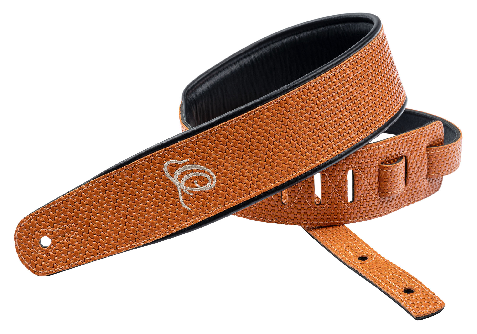 Ortega OSCU-6 Gitarrengurt Echtleder Orange Braid  - 1A Showroom Modell (Zustand: wie neu, in OVP)