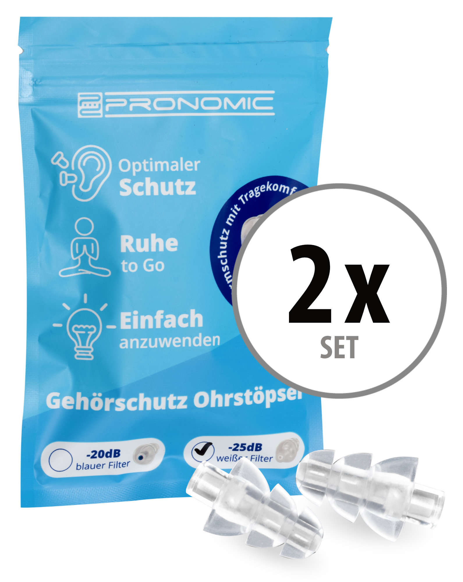 Pronomic E25 Gehörschutz Ohrstöpsel 25dB 2x Set