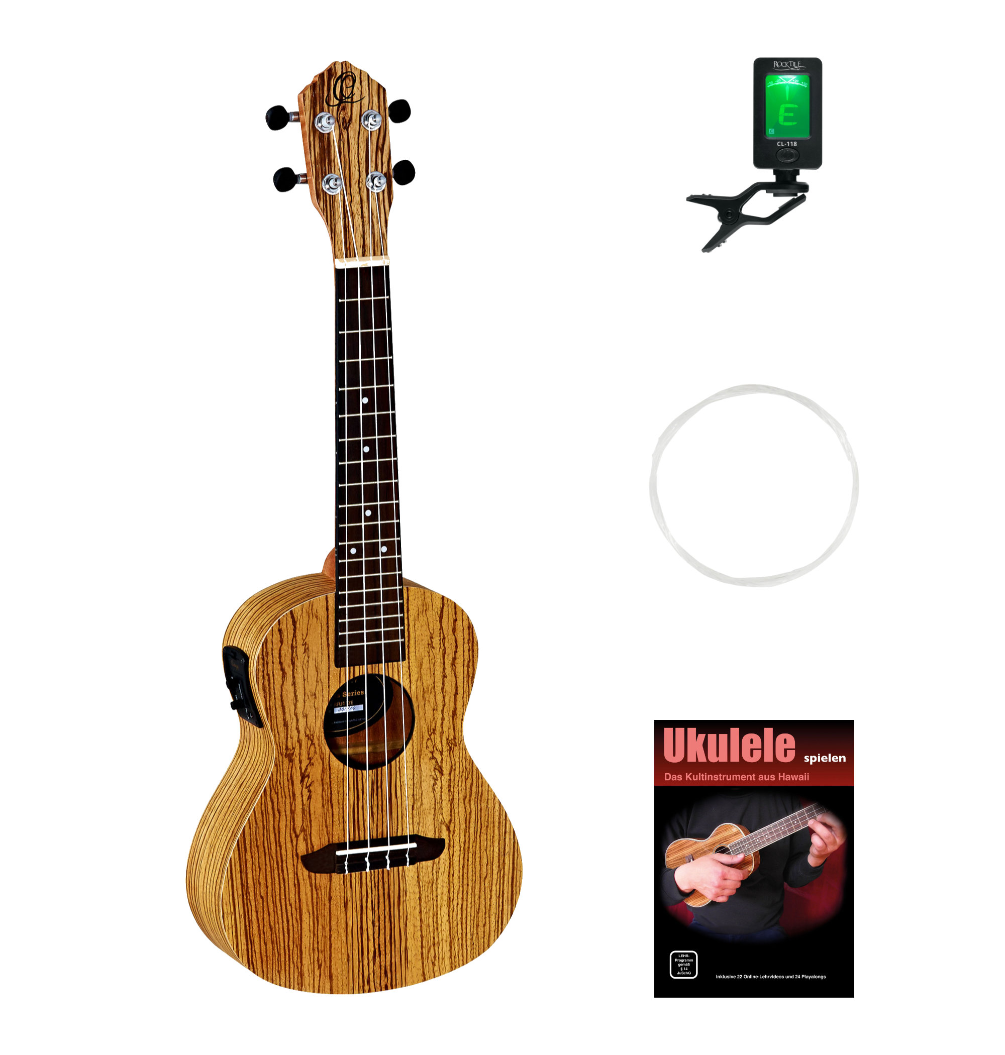 Ortega RFU11ZE Ukulele Natur matt Set