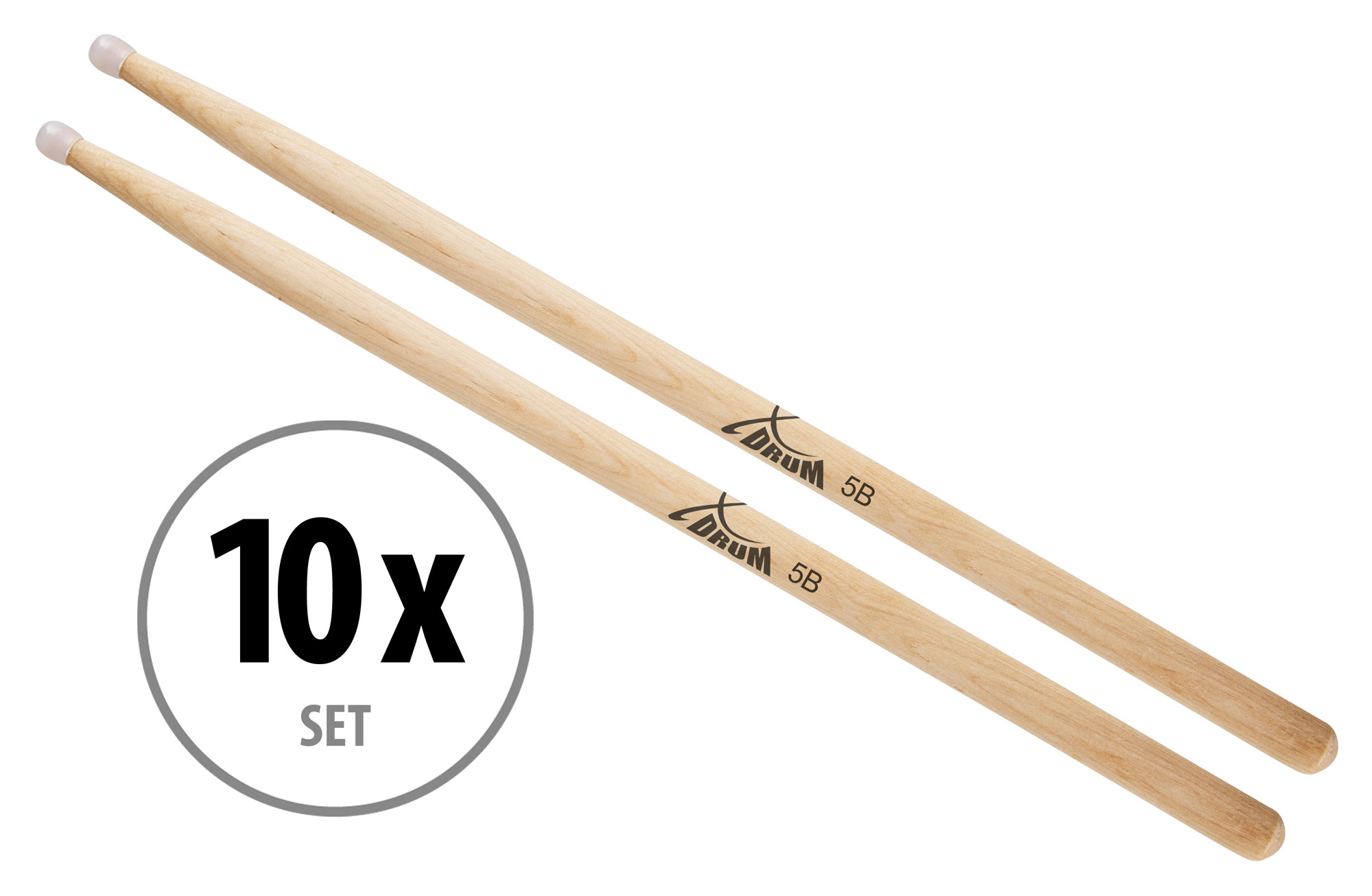 10 Paar XDrum Schlagzeug Sticks 5B Nylon Tip