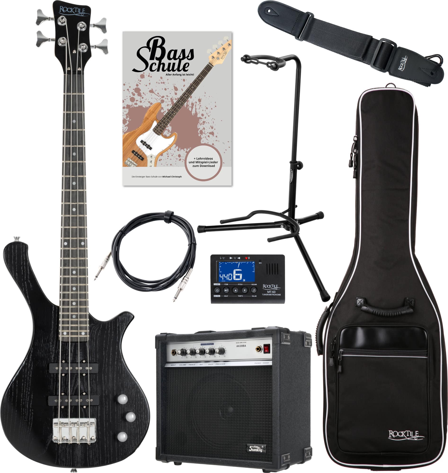 Rocktile TB-4 MBK Traveler E-Bass Matte Black Super Set